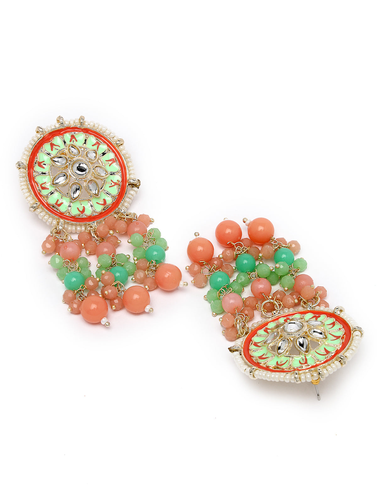 Studio Sukkhi Alluring Gold Plated Mint Green & Pink Kundan & Beads Choker Necklace Set For Women NS105815