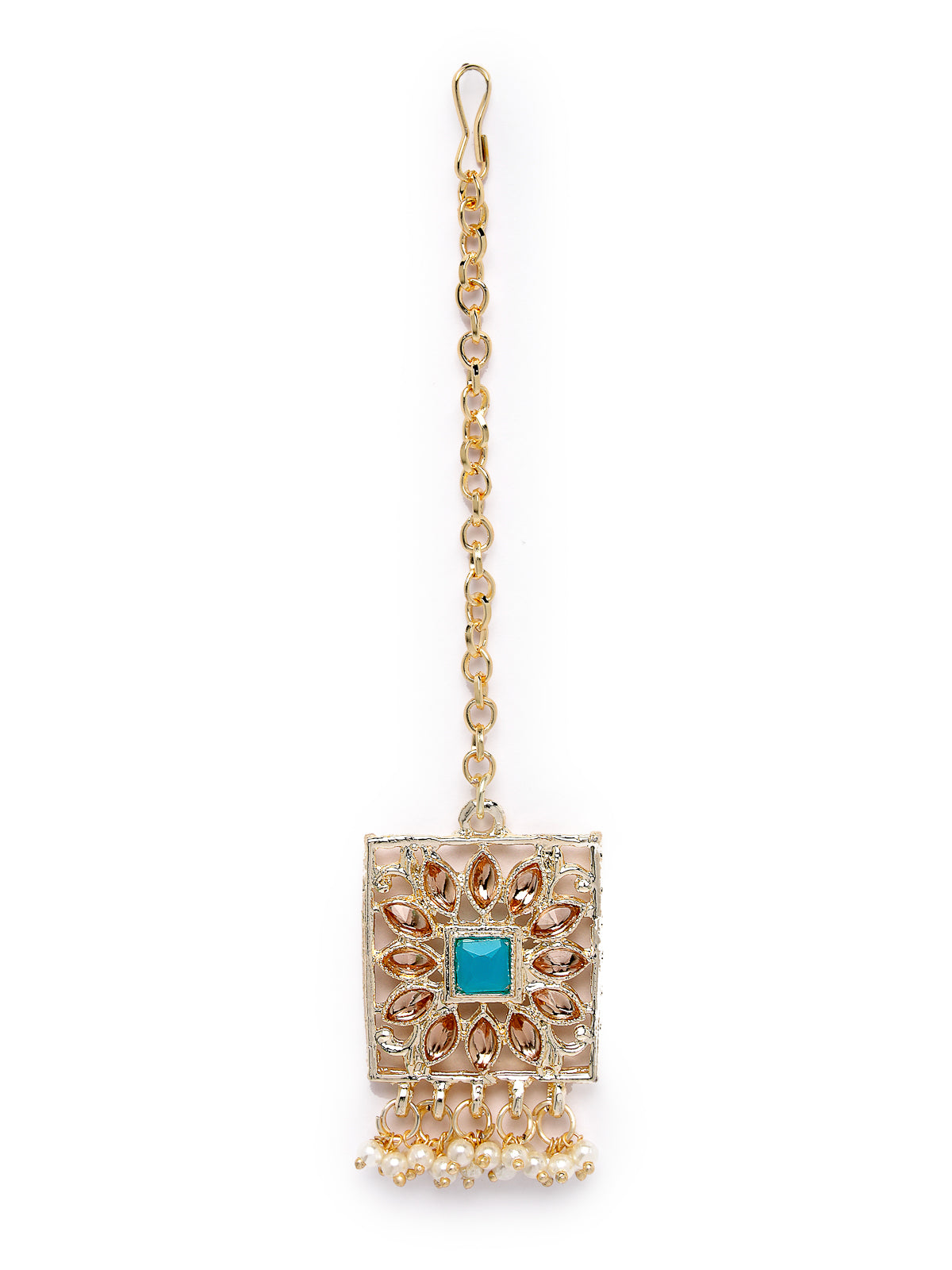 Studio Sukkhi Lovely Gold Plated Aqua Blue Kundan & Beads Choker Necklace Set For Women NS105816