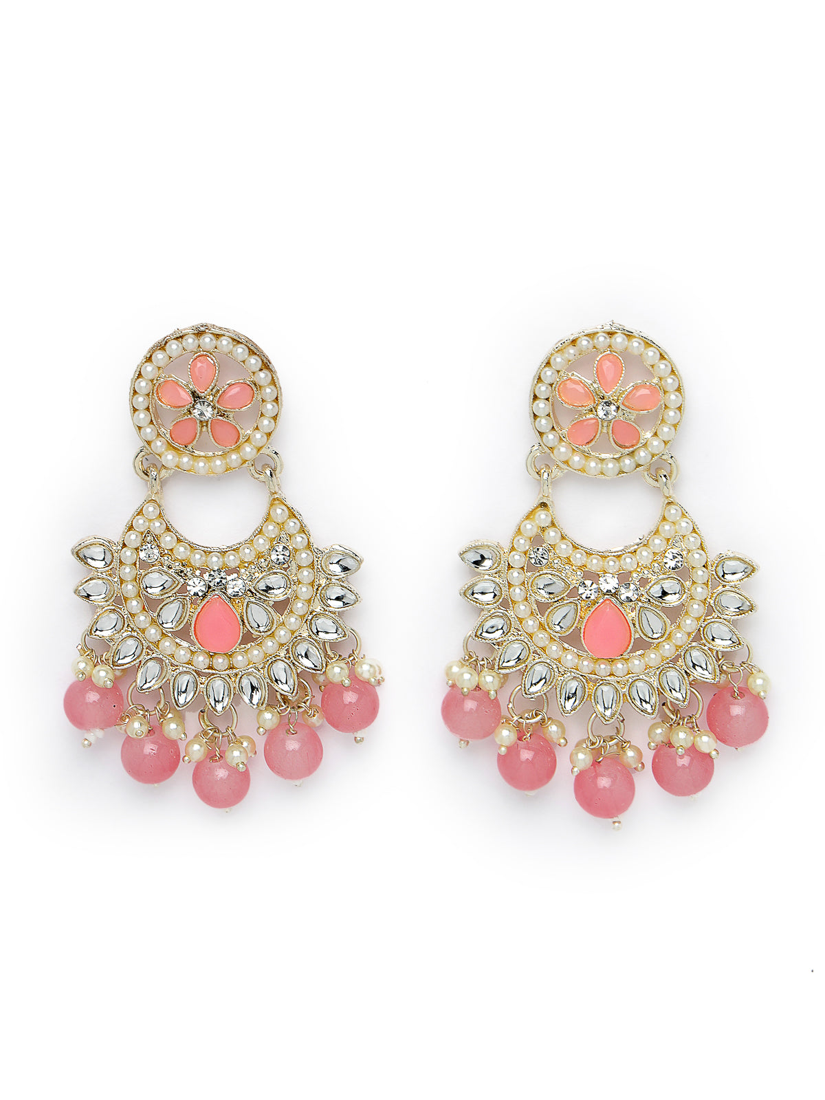 Studio Sukkhi Delightful Gold Plated Pink Kundan & Beads Choker Necklace Set For Women NS105817