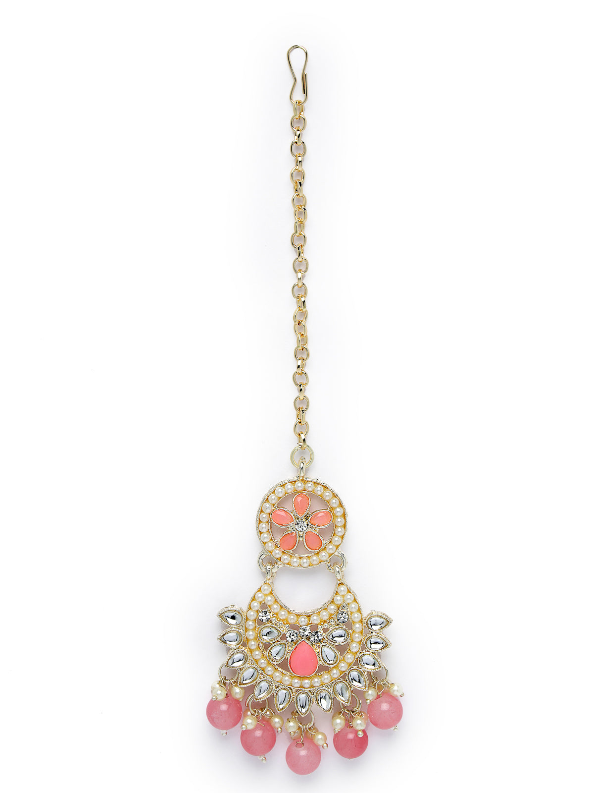 Studio Sukkhi Delightful Gold Plated Pink Kundan & Beads Choker Necklace Set For Women NS105817