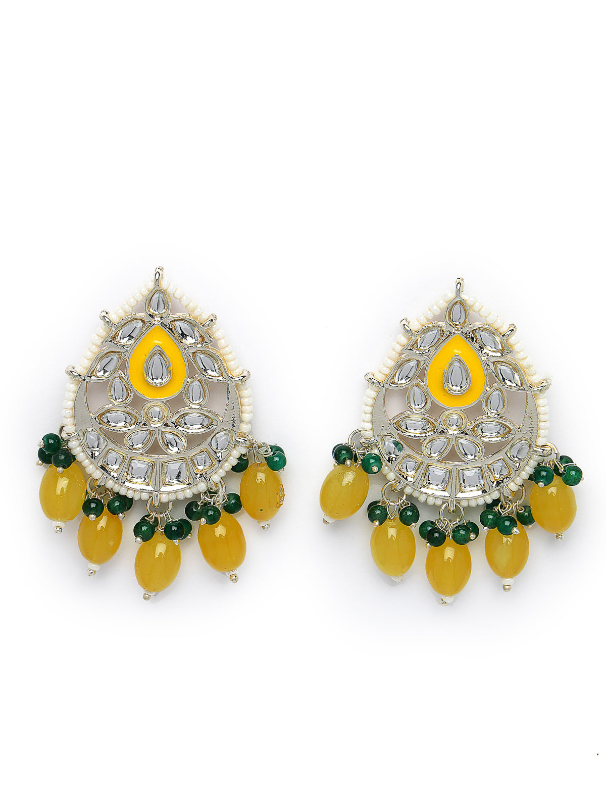 Studio Sukkhi Alluring Gold Plated Yellow & Green Kundan & Beads Choker Necklace Set For Women NS105818