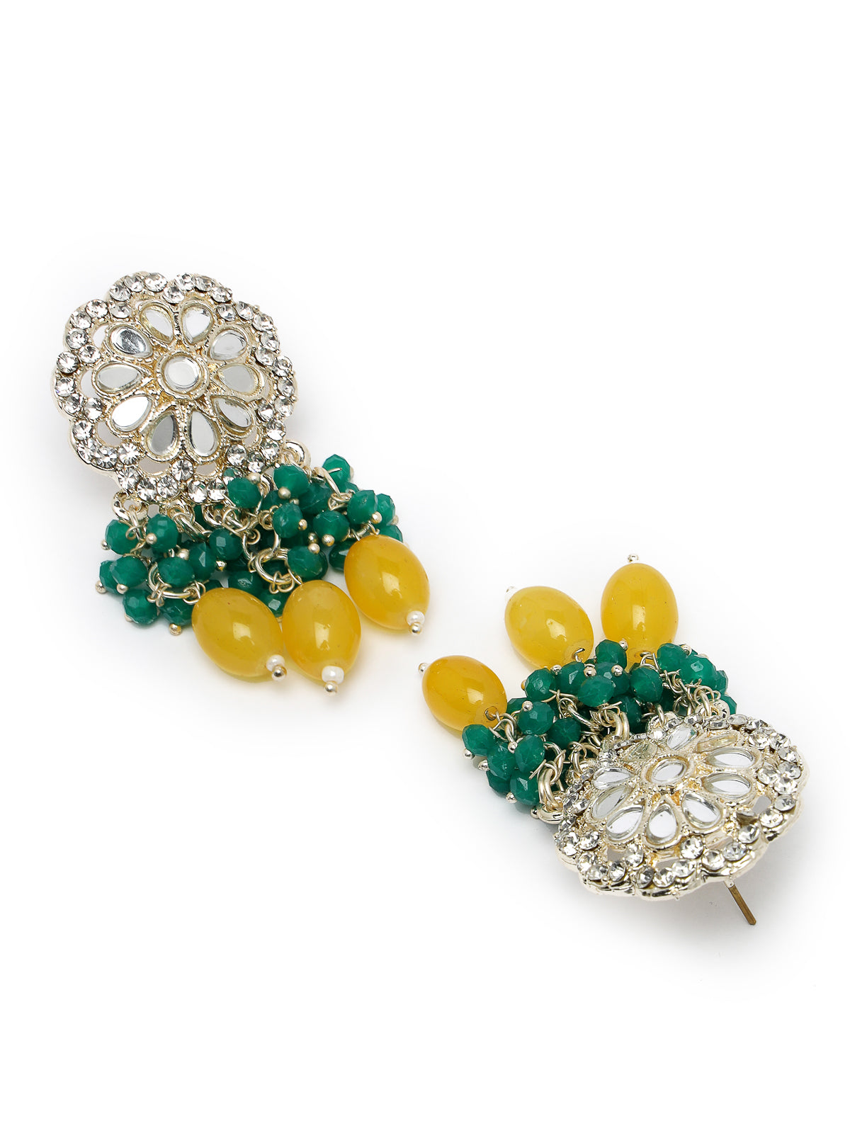 Studio Sukkhi Lively Gold Plated Yellow & Green Kundan & Beads Choker Necklace Set For Women NS105819