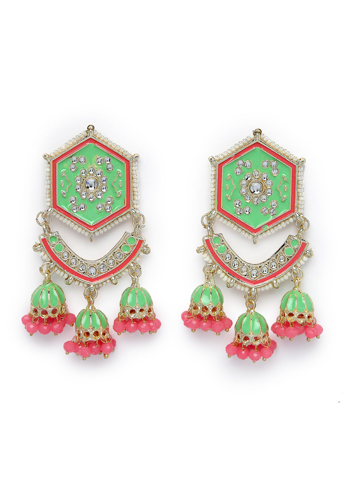 Studio Sukkhi Smashing Gold Plated Mint Green Kundan & Beads Choker Necklace Set For Women NS105821