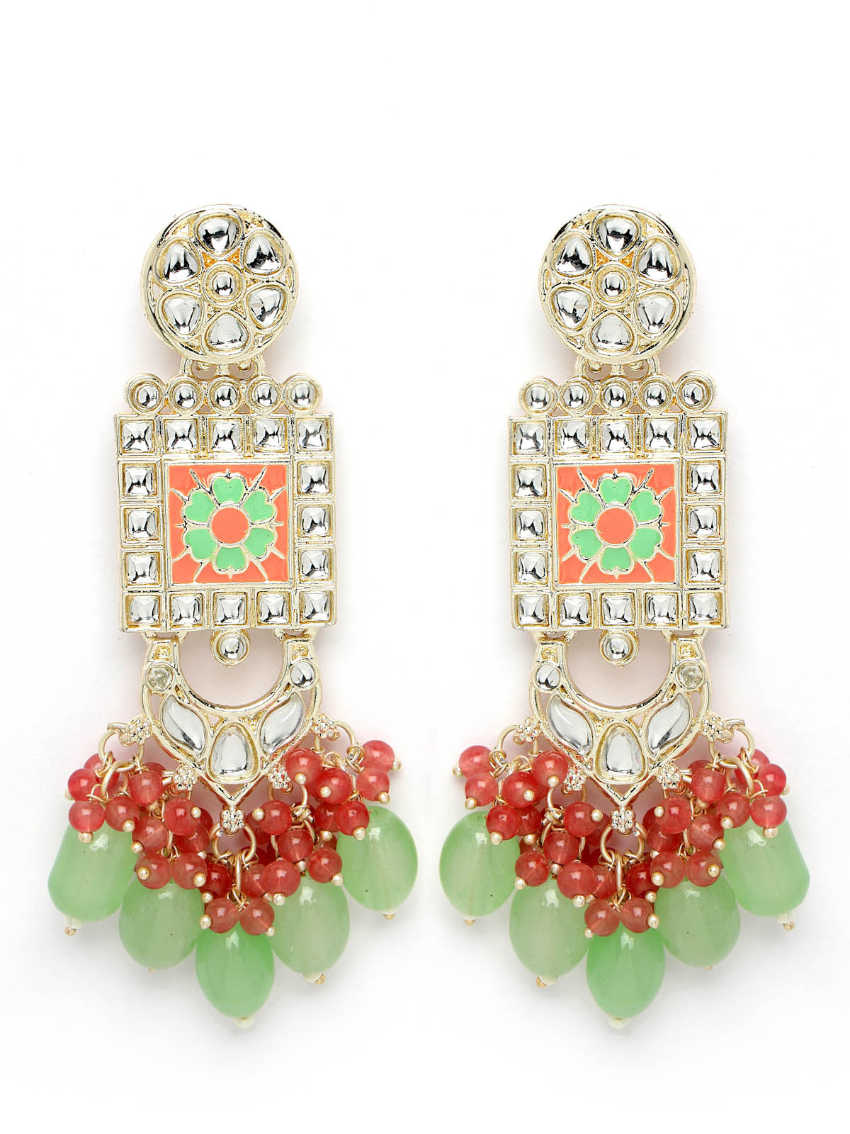 Studio Sukkhi Bewitching Gold Plated Mint Green Kundan & Beads Choker Necklace Set For Women NS105823