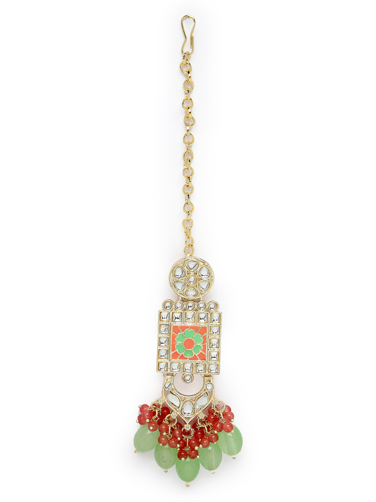 Studio Sukkhi Bewitching Gold Plated Mint Green Kundan & Beads Choker Necklace Set For Women NS105823