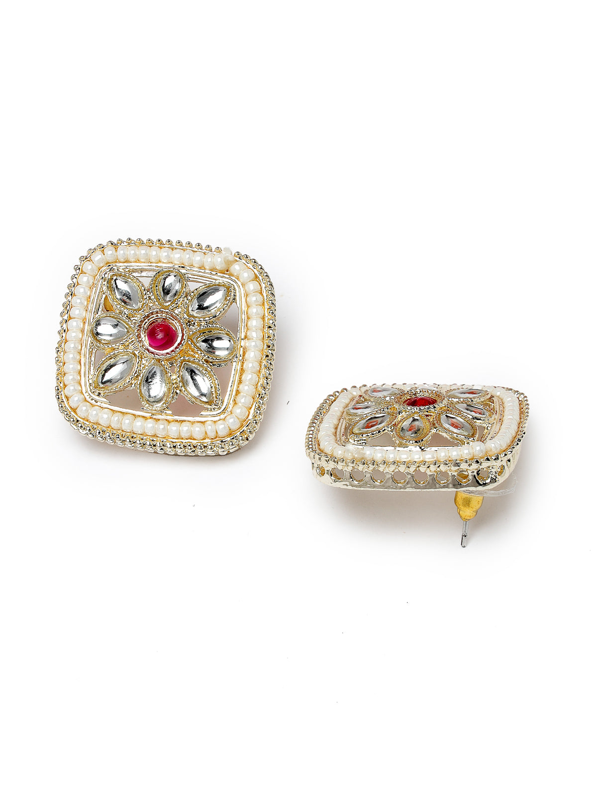 Studio Sukkhi Ravishing Gold Plated White Kundan & Beads Choker Necklace Set For Women NS105825