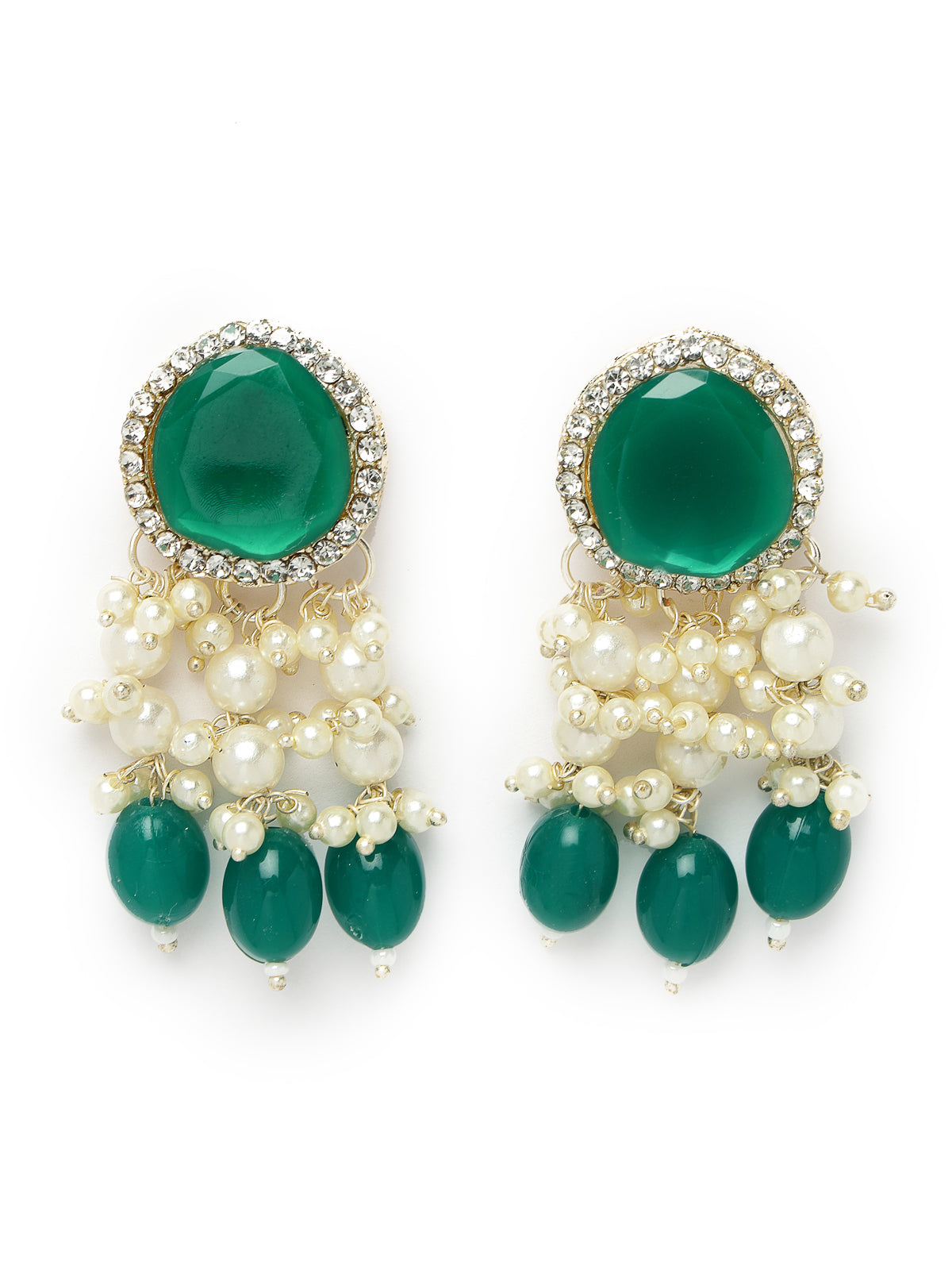 Studio Sukkhi Sparkling Gold Plated Green Kundan & Beads Choker Necklace Set For Women NS105829