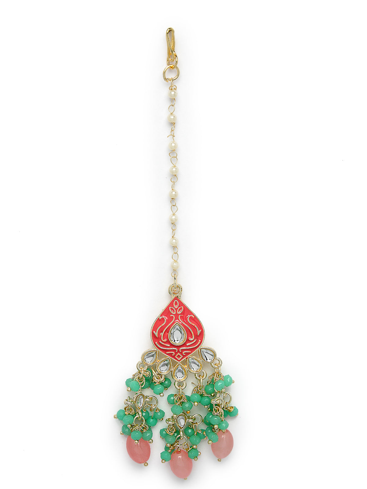 Studio Sukkhi Memorable Gold Plated Pink & Mint Green Kundan & Beads Choker Necklace Set For Women NS105831