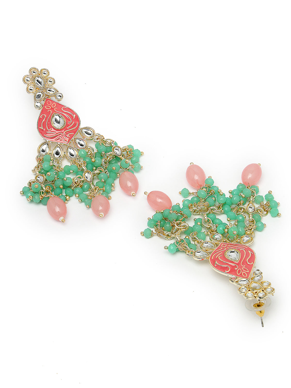 Studio Sukkhi Memorable Gold Plated Pink & Mint Green Kundan & Beads Choker Necklace Set For Women NS105831