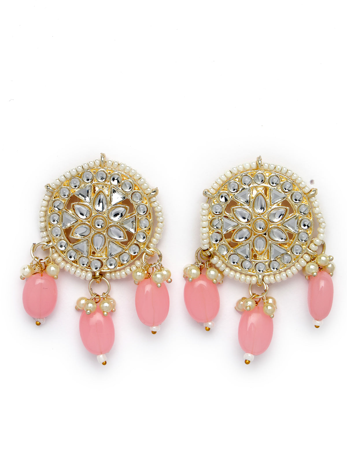 Studio Sukkhi Distinguished Gold Plated Pink Kundan & Beads Choker Necklace Set For Women NS105833