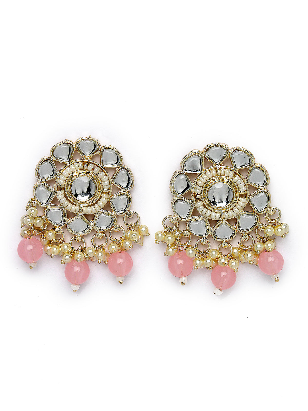 Studio Sukkhi Appealing Gold Plated Pink Kundan & Beads Choker Necklace Set For Women NS105834
