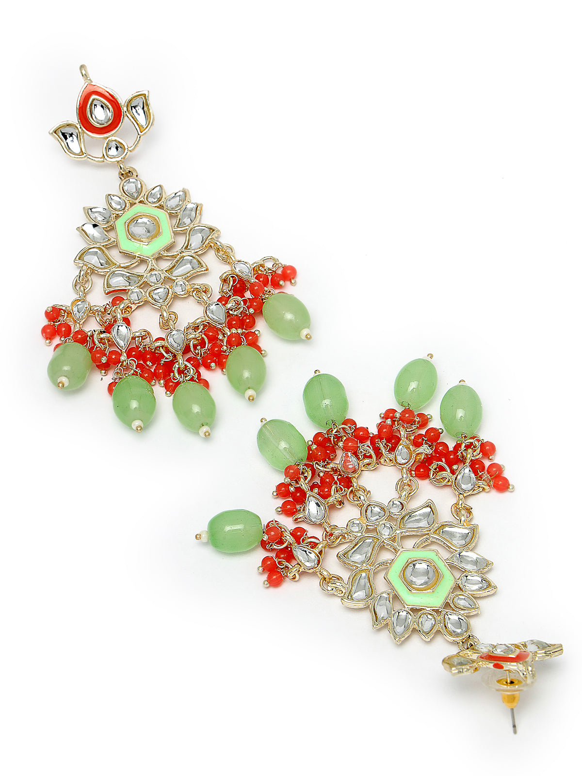 Studio Sukkhi Brilliant Gold Plated Red & Mint Green Kundan & Beads Choker Necklace Set For Women NS105841