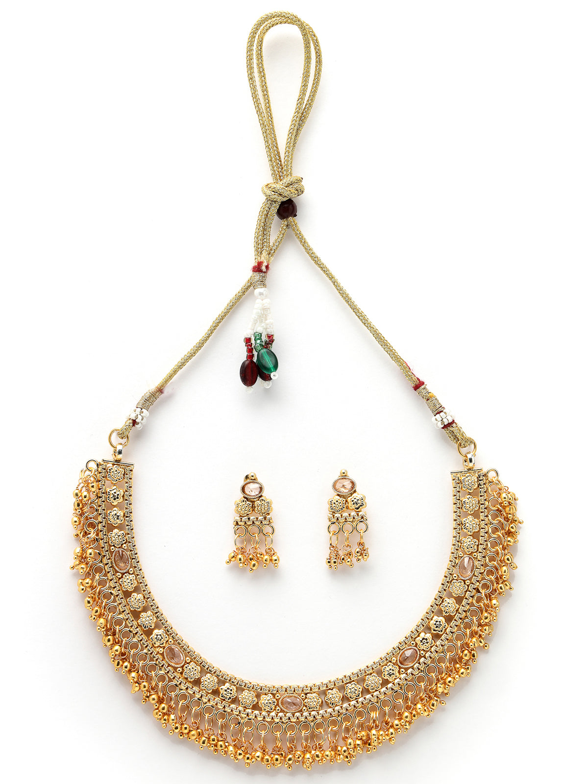 Sukkhi New Design Traditional Gold Plated with Beads Choker Necklace Set with Dangler Earrings Jewellery Set for Women & Girls|Set of 1|NS105846