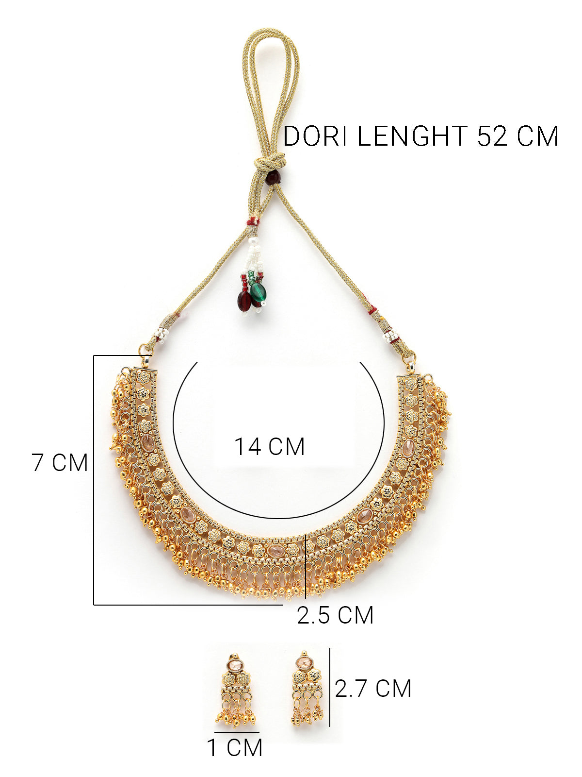 Sukkhi New Design Traditional Gold Plated with Beads Choker Necklace Set with Dangler Earrings Jewellery Set for Women & Girls|Set of 1|NS105846