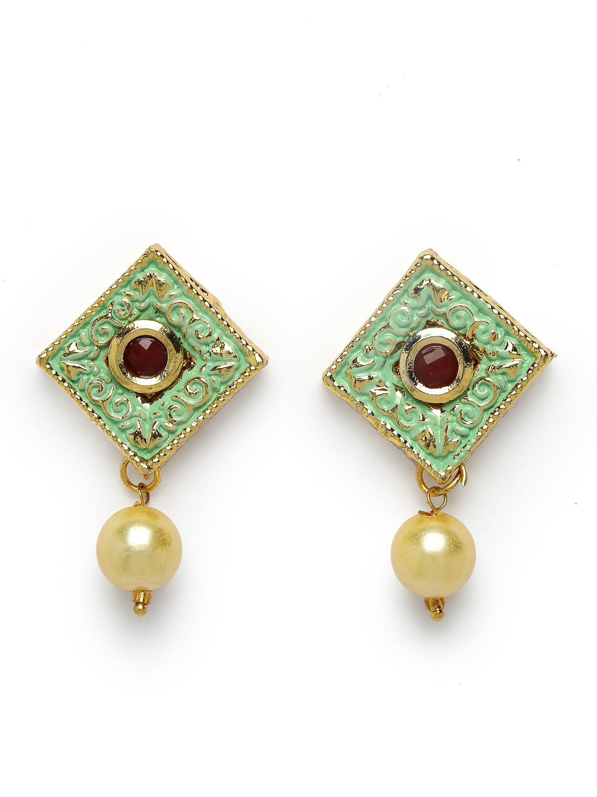 Sukkhi Eye-Catchy Multistrand Gold Plated Polki Kundan & Faux Beads Meenakari Worked Maroon Choker Necklace Set With Studs Earrings | Jewellery Set For Women And Girls | Latest Design|NS105971