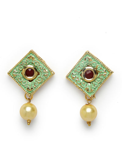 Sukkhi Eye-Catchy Multistrand Gold Plated Polki Kundan & Faux Beads Meenakari Worked Maroon Choker Necklace Set With Studs Earrings | Jewellery Set For Women And Girls | Latest Design|NS105971