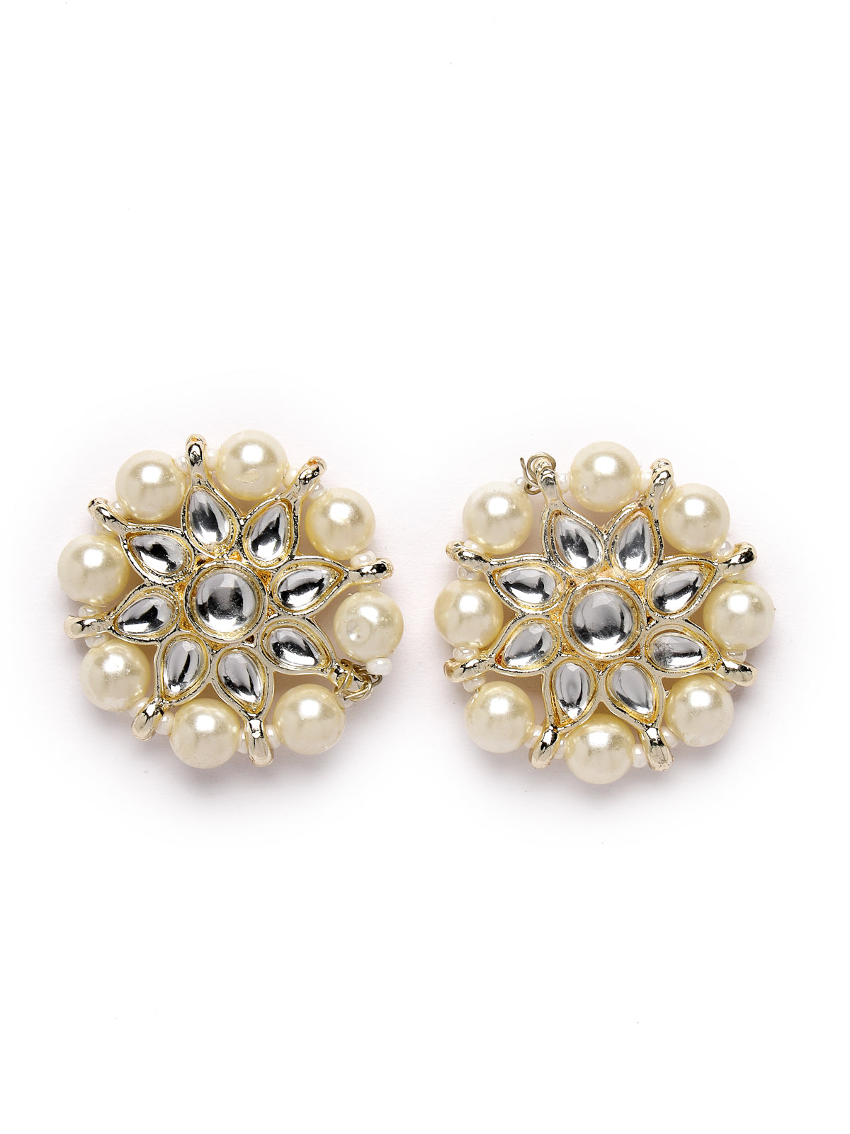 Sukkhi Pretty White Floral Gold Plated White AD Stones with Pearls Studded Choker Necklace Set With Studs Earrings Maangtika| Jewellery Set For Women And Girls|Latest Design|NS105993