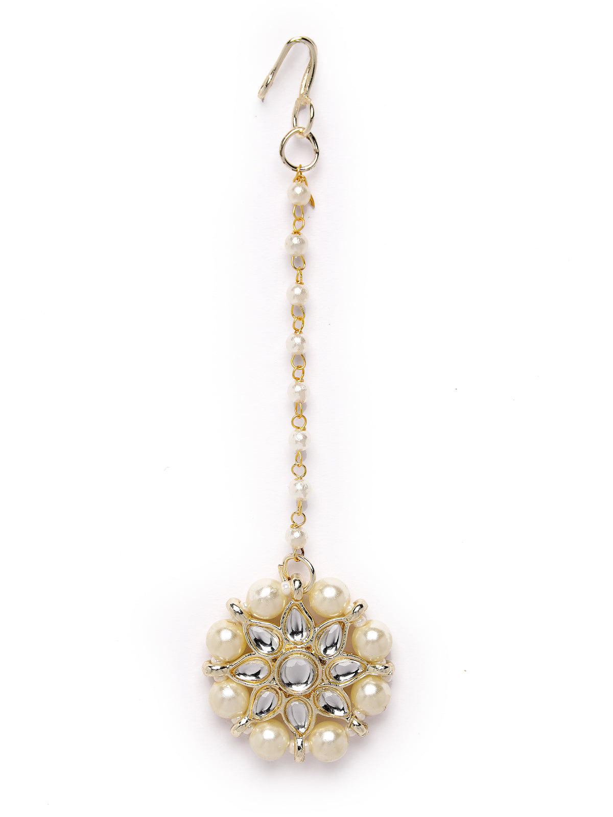 Sukkhi Pretty White Floral Gold Plated White AD Stones with Pearls Studded Choker Necklace Set With Studs Earrings Maangtika| Jewellery Set For Women And Girls|Latest Design|NS105993