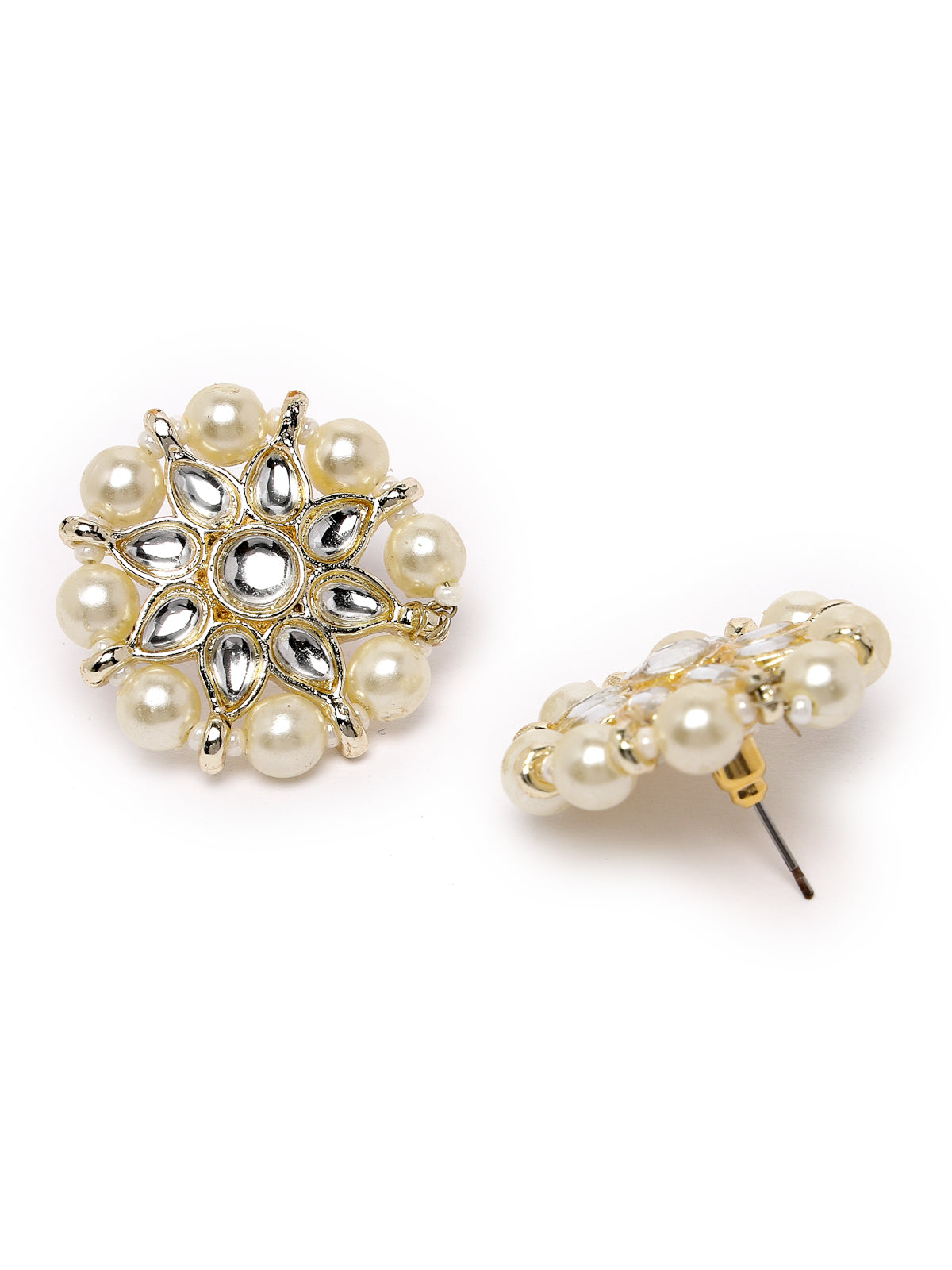 Sukkhi Pretty White Floral Gold Plated White AD Stones with Pearls Studded Choker Necklace Set With Studs Earrings Maangtika| Jewellery Set For Women And Girls|Latest Design|NS105993