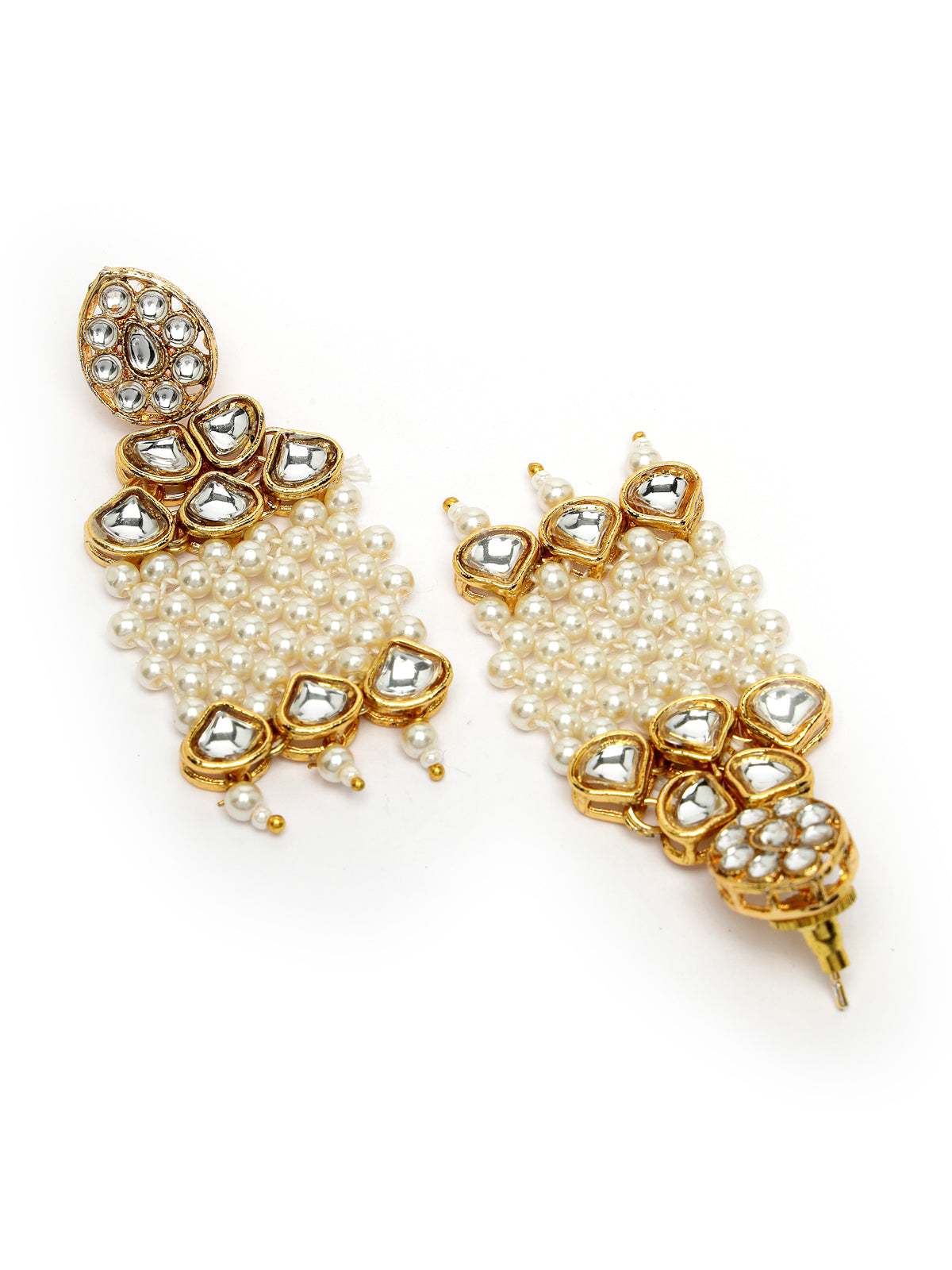 Sukkhi Elegant Gold Tone White Pearls & Kundan Choker Necklace Set with Long Danger Earrings Jewellery Set For Women & Girls|Set of 1|NS106041