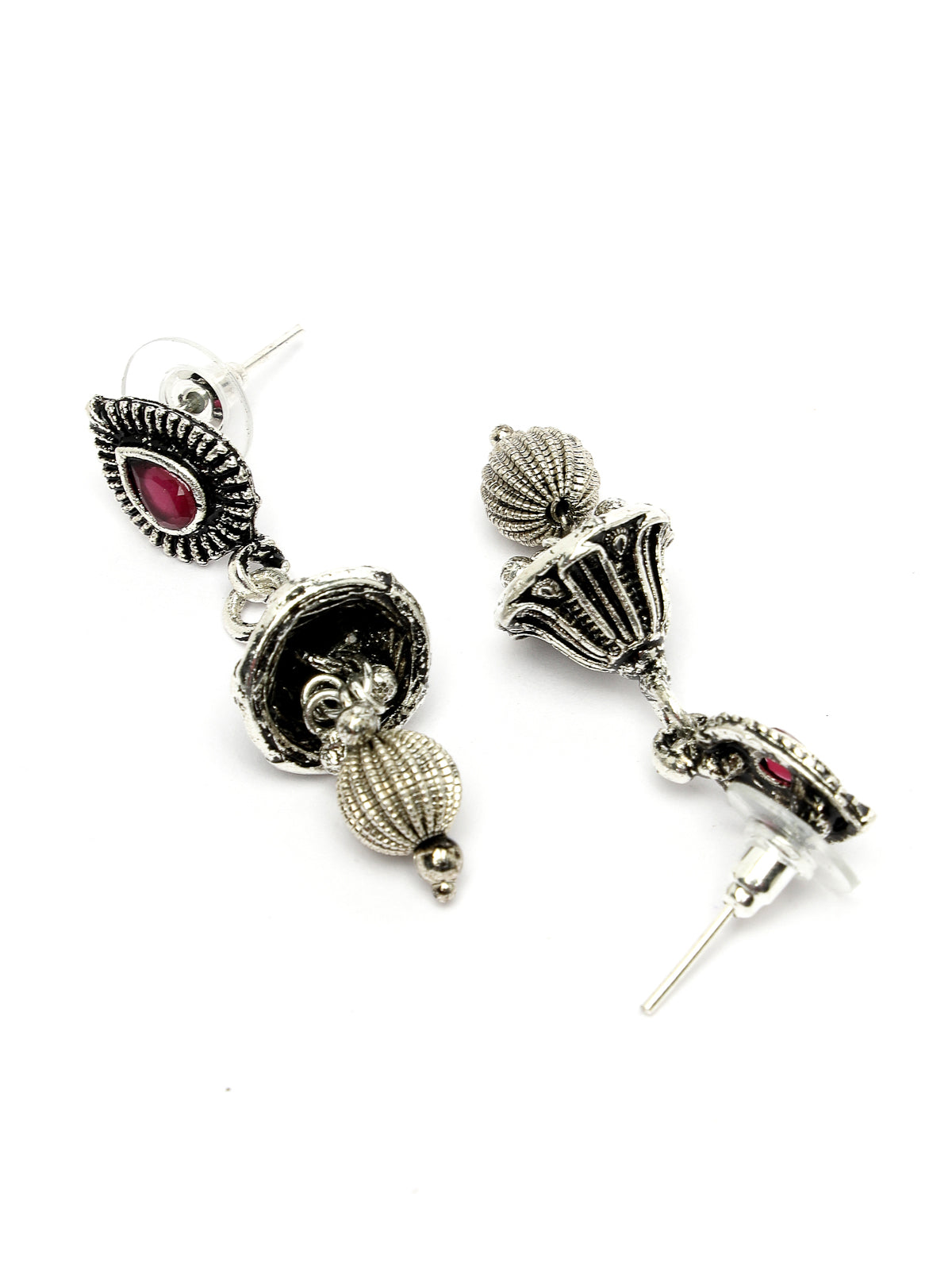 Sukkhi Unique Oxidised Floral Style Silver Plated Black Choker Hasli Necklace Set with Jhumki/Jhumka Earring Jewellery Set For Women & Girls|Set of 1|NS106053