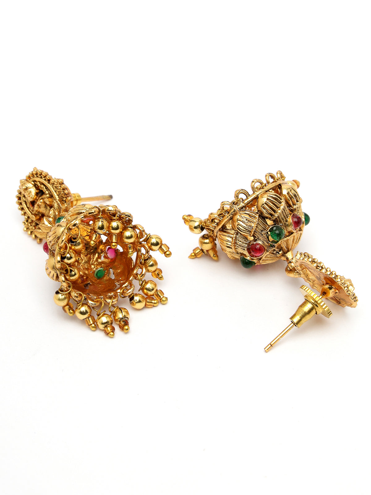 Sukkhi Trendy Gold Plated Red Green AD Stones Studded Gold Temple Choker Necklace Set With Jhumki/Jhumka Earring Jewellery Set For Women & Girls|Set of 1|NS106069