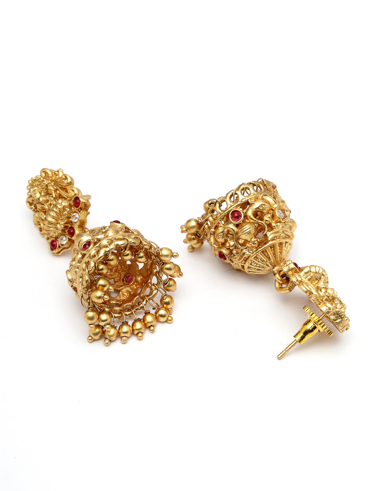Sukkhi Indian Traditional Gold Plated Rani Pink Glass Beadded Temple Choker Necklace Set with Jhumki/Jhumka Earrings Jewellery Set For Women & Girls|NS106076