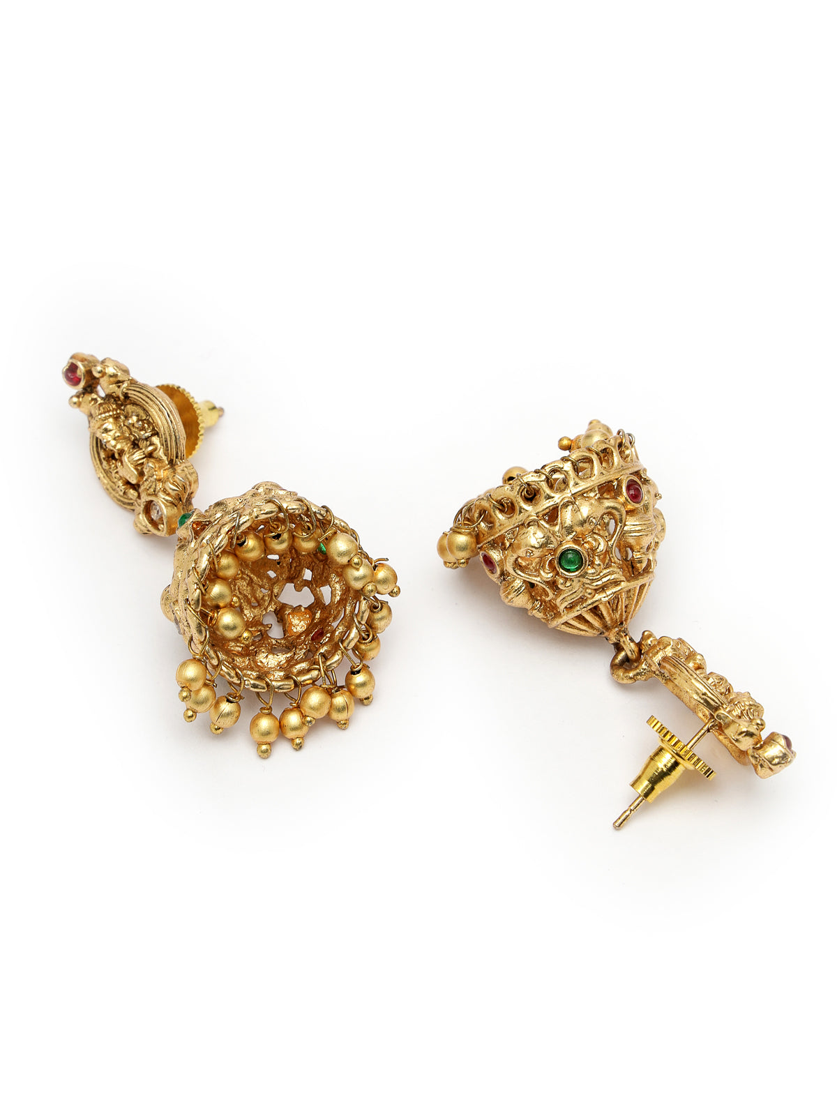 Sukkhi Classic Traditional Gold Plated with off White Pearls Temple Choker Necklace Set with Jhumka/Jhumki Earrings Jewellery Set For Women||NS106078