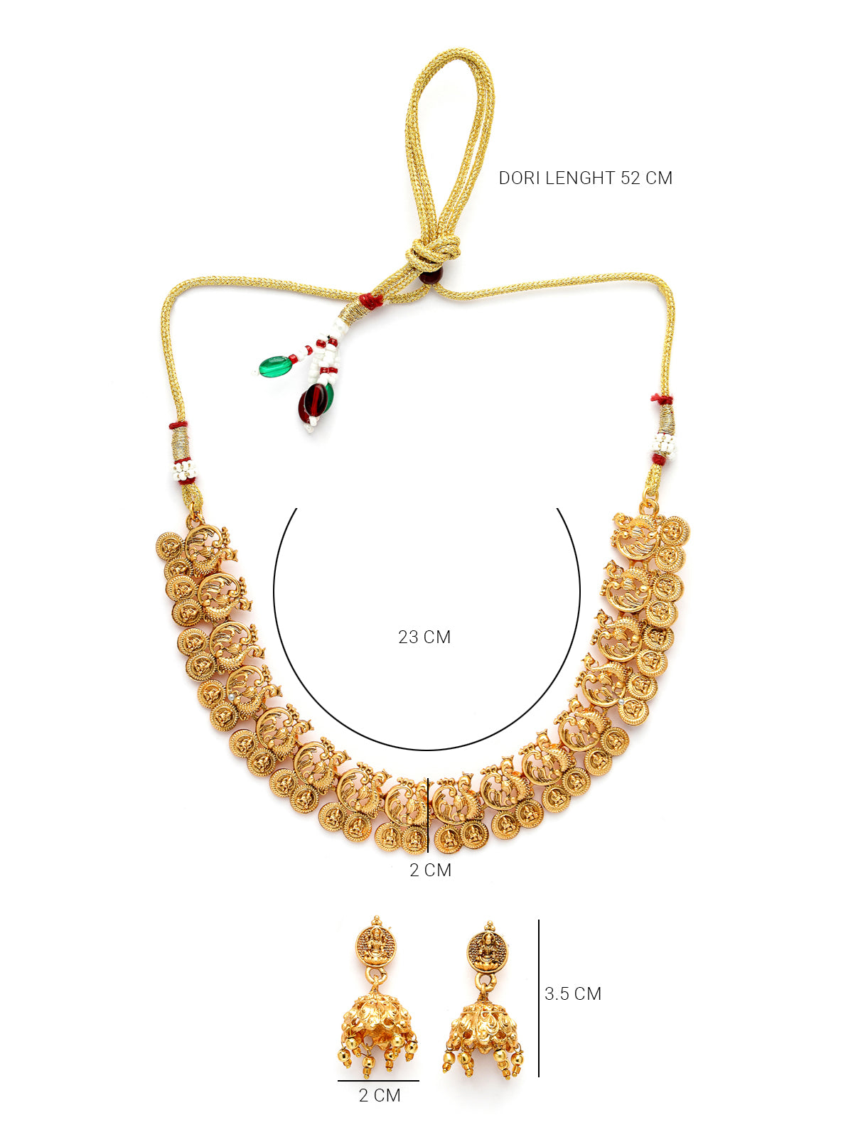 Sukkhi Classic-Inspired Gold Plated Gold Choker Temple with Peacock Shaped Necklace Set with Jhumka/Jhumki Earrings Jewellery Set for Women & Girls| Set of 1|NS106085