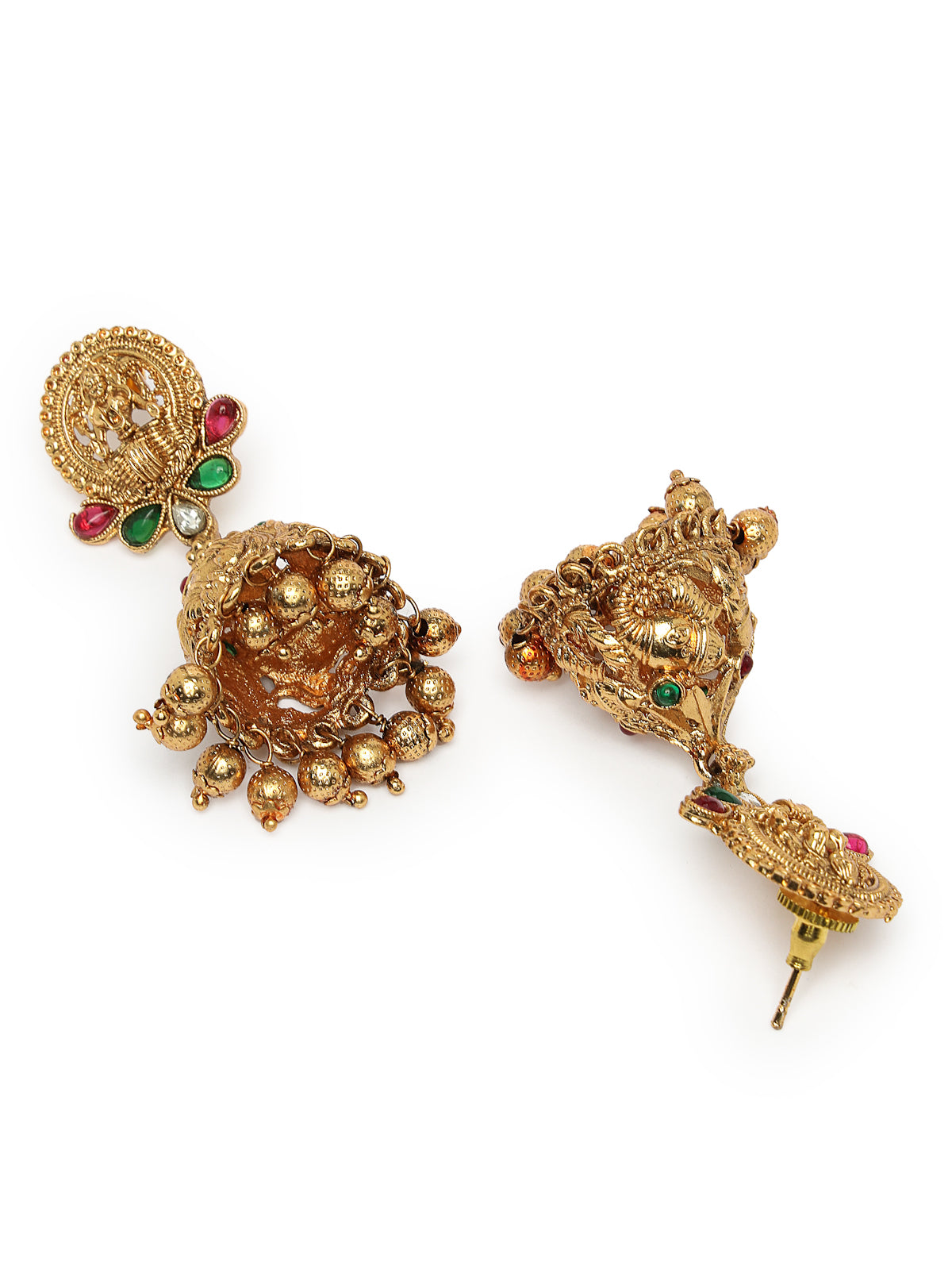 Sukkhi Beautiful Classic Gold Plated Temple Haram Designs Long Necklace Set with Jhumki/Jhumka Earrings Jewellery Set For Women & Girls|Set of 1|NS106091