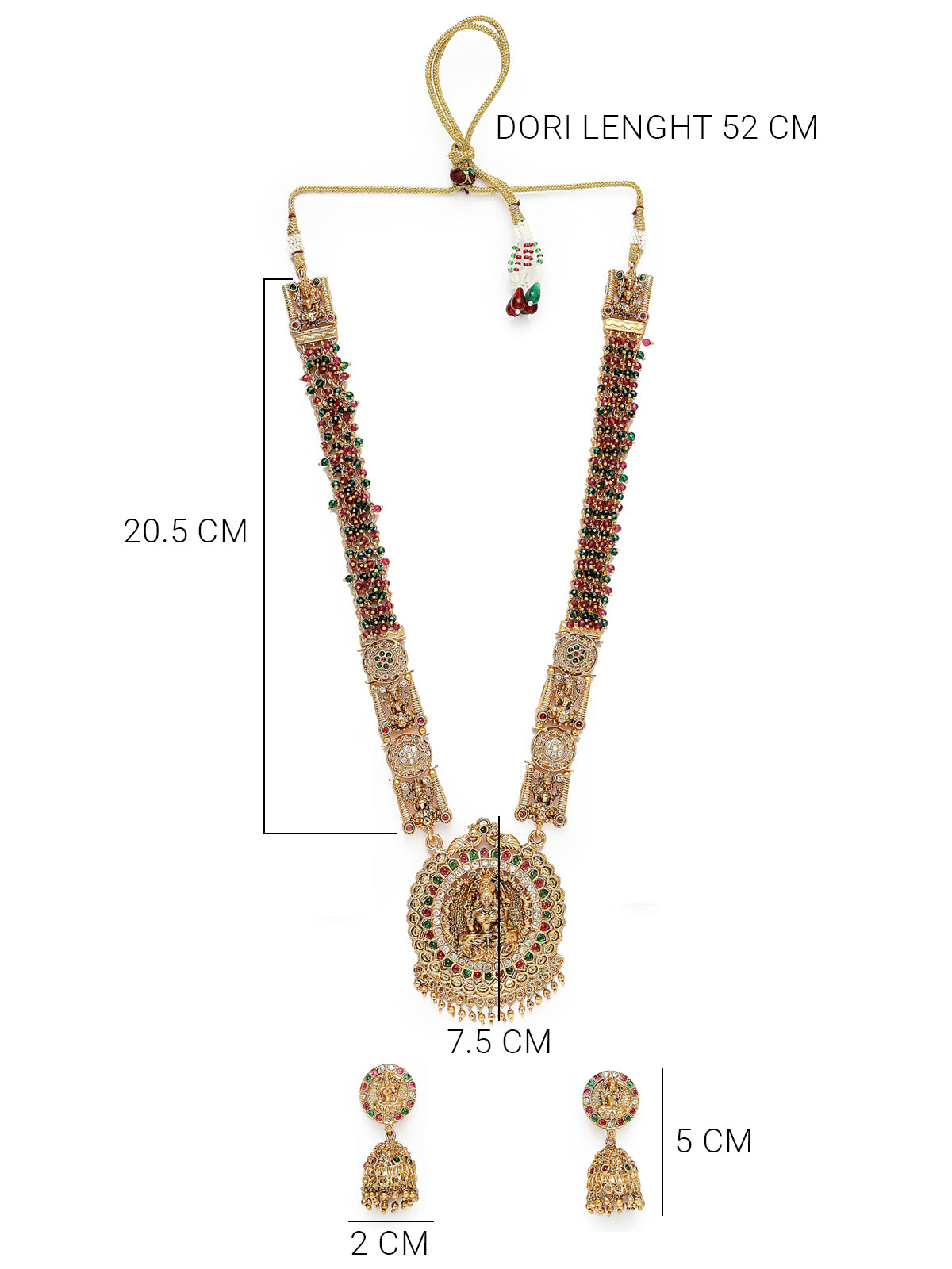 Sukkhi Attractive Traditional Gold Plated Temple Haram Designs Long Necklace Set with Jhumki/Jhumka Earrings Jewellery Set For Women & Girls| Set of 1|NS106093