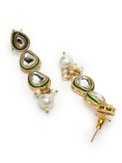 Sukkhi Sparkling Gold Plated White Pearls & Kundan Studded Choker Necklace Set with Dangle Drop Earrings Jewellery Set For Women & Girls|Set of 1|NS106103