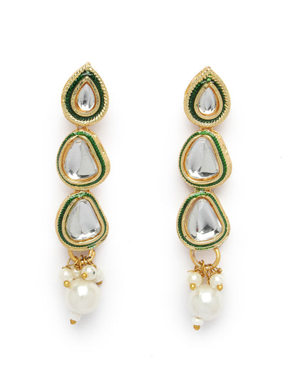 Sukkhi Sparkling Gold Plated White Pearls & Kundan Studded Choker Necklace Set with Dangle Drop Earrings Jewellery Set For Women & Girls|Set of 1|NS106103