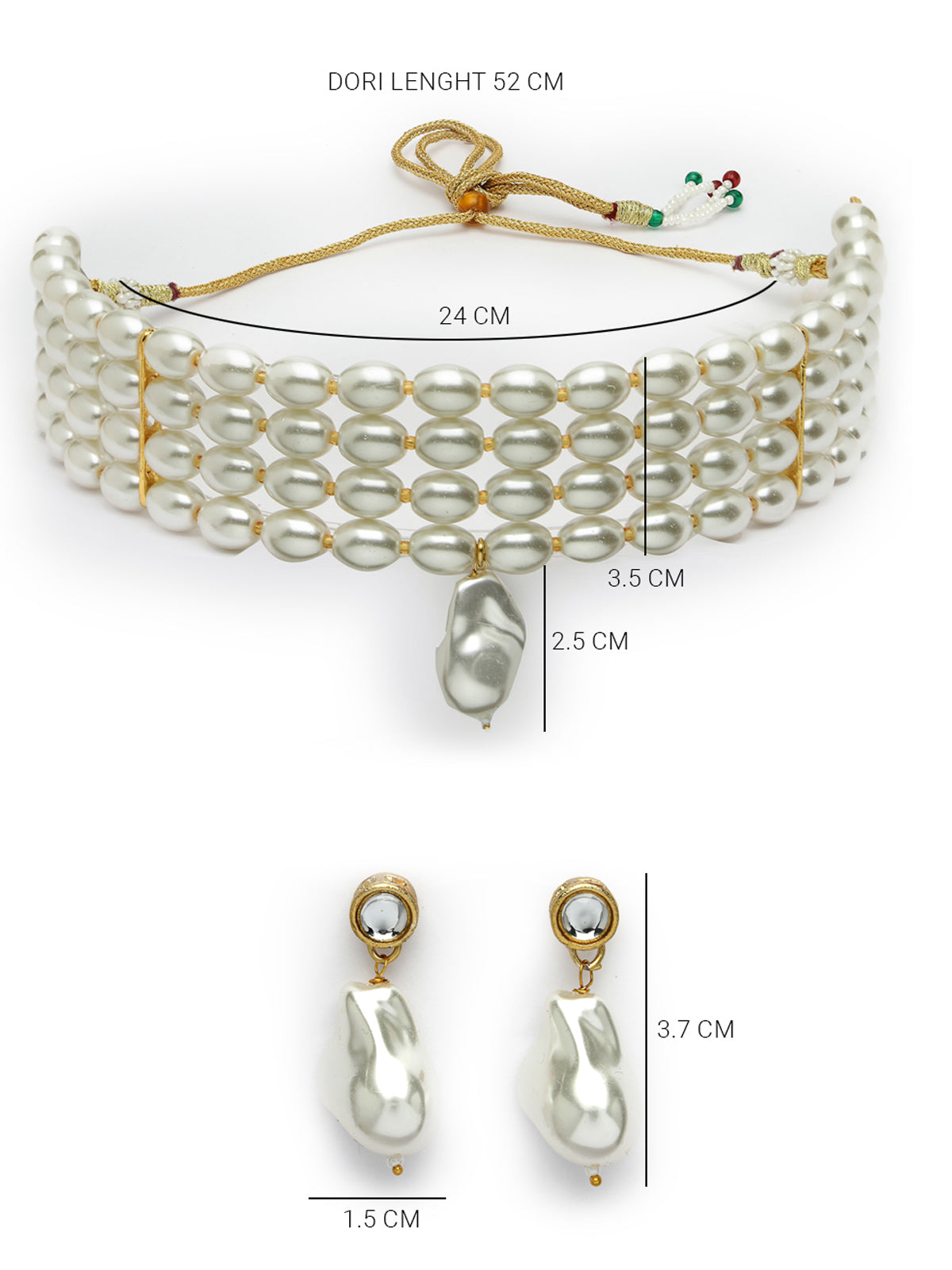 Sukkhi Trendy Gold Plated Pearl Beaded White Choker Necklace Set with Drop Earrings Jewellery Set For Women & Girls|Set of 1|NS106105