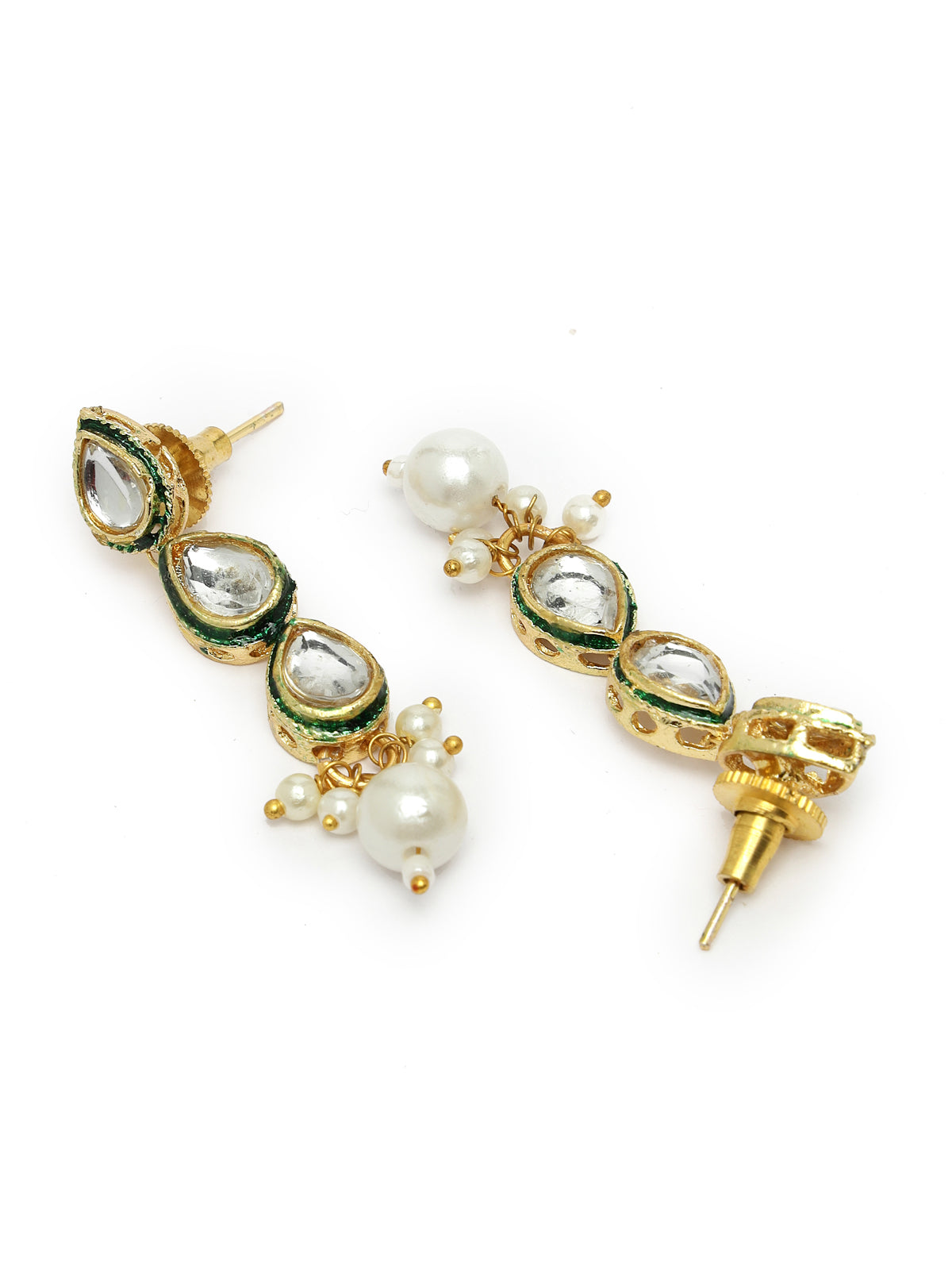 Sukkhi Elegant Gold Plated White Pearls & Kundan Studded Choker Necklace Set with Dangle Drop Earrings Jewellery Set For Women & Girls|Set of 1|NS106110