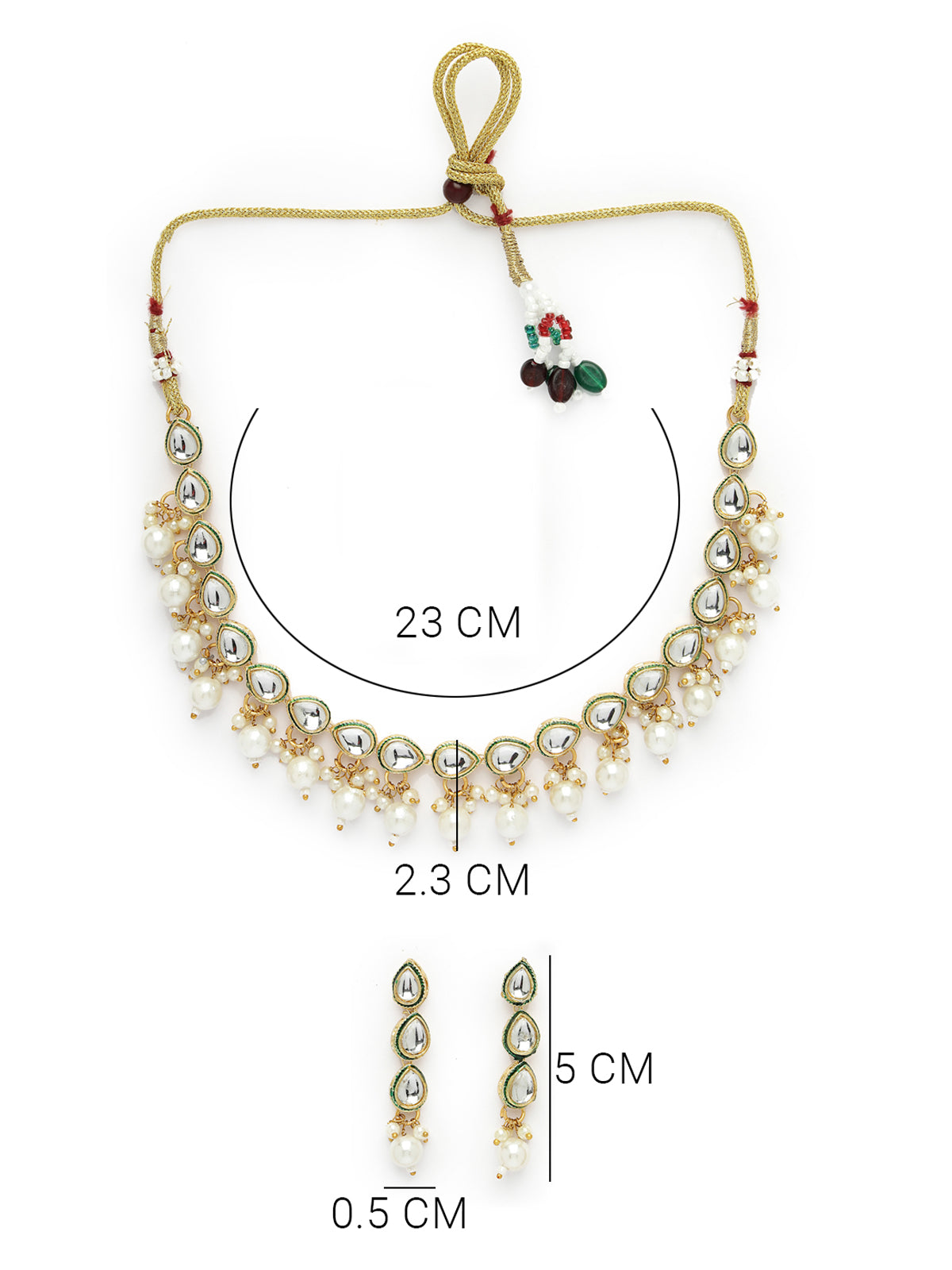 Sukkhi Elegant Gold Plated White Pearls & Kundan Studded Choker Necklace Set with Dangle Drop Earrings Jewellery Set For Women & Girls|Set of 1|NS106110
