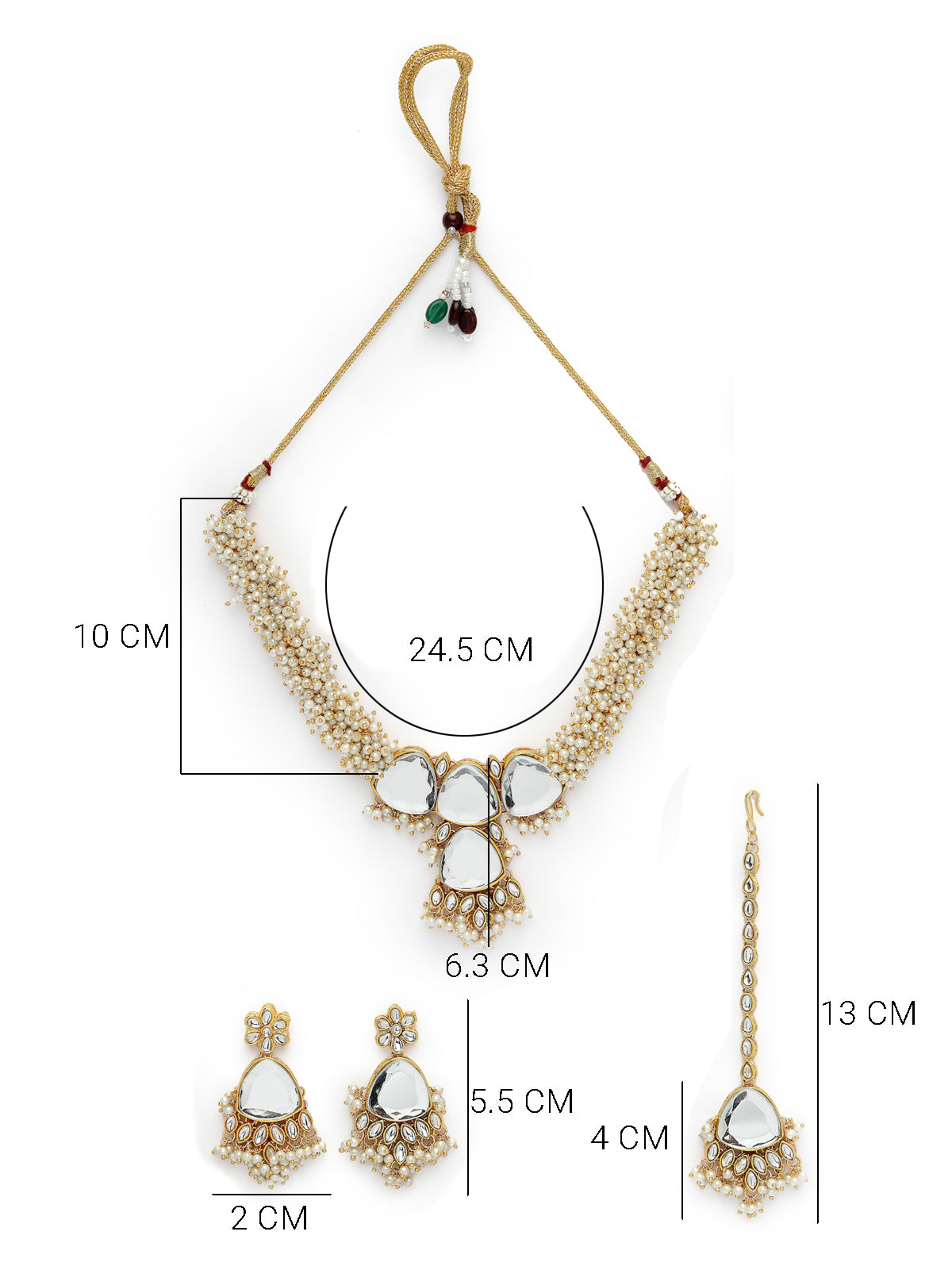 Sukkhi Affordable Gold Tone White Pearls Choker Necklace Set With Dangler Earring & Maangtikka Jewellery Set For Women & Girls|Set of 1|NS106125