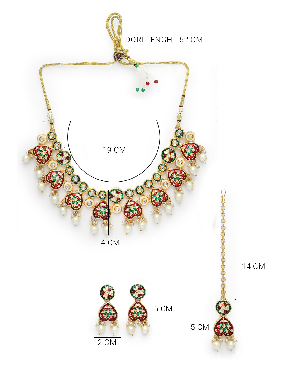Sukkhi Stylish Gold Plated Pearls With Multicolor Meenakari Work Choker Necklace Set with Dangler Earrings & Maangtikka Jewellery Set For Women & Girls|Set of 1|NS106126