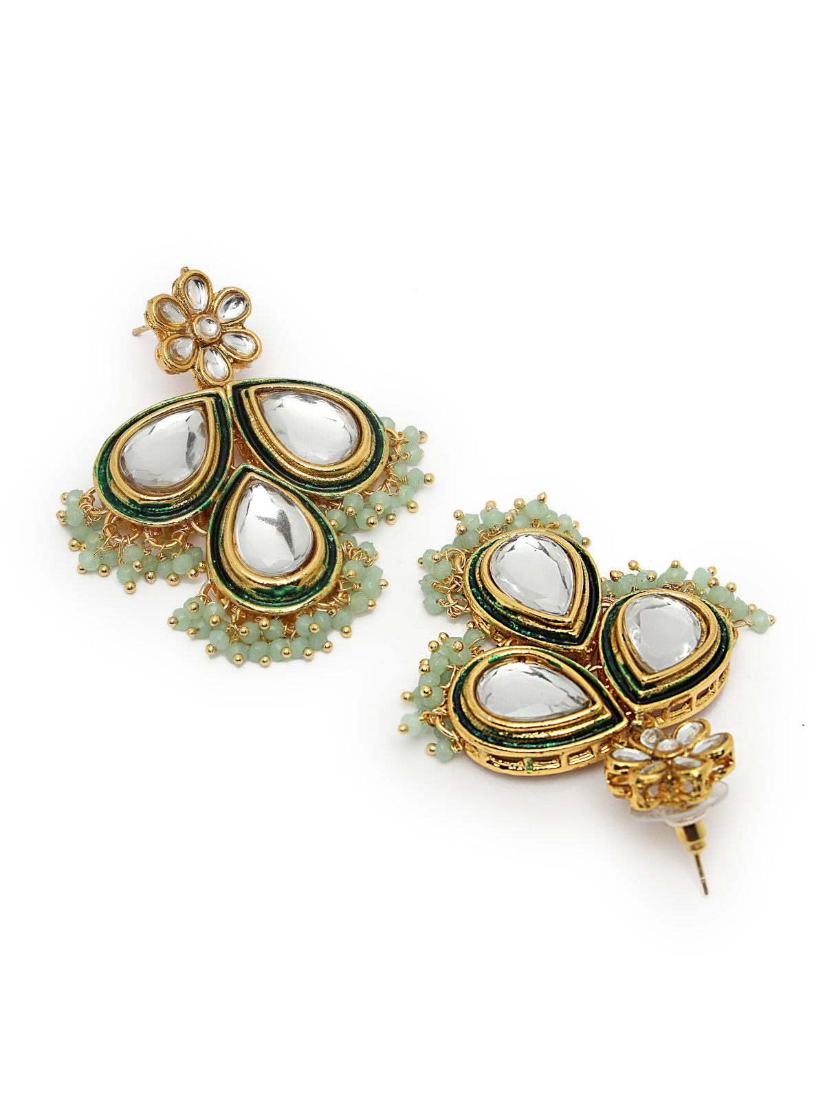 Sukkhi Elegant Gold Plated Pearls with Kundan Studded Mint Green Choker Necklace Set with Dangler Earring For Women & Girls|Set of 1|NS106127