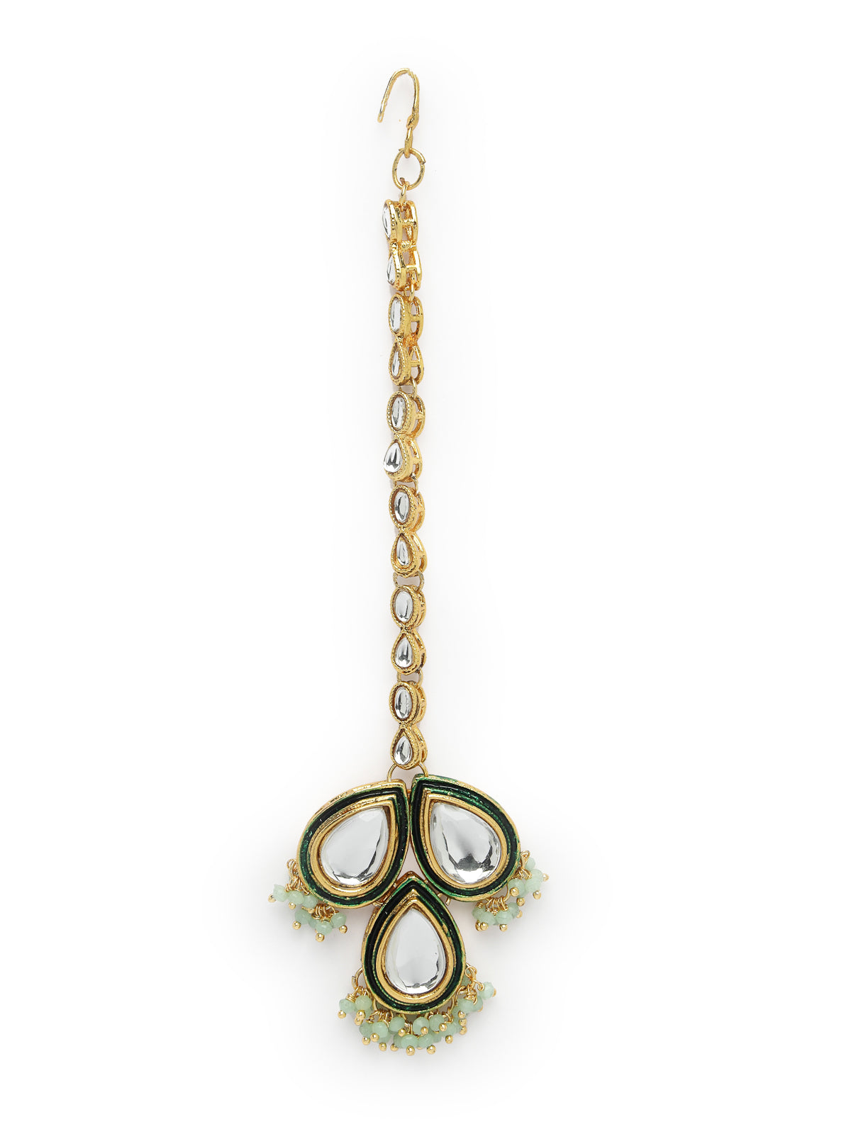 Sukkhi Elegant Gold Plated Pearls with Kundan Studded Mint Green Choker Necklace Set with Dangler Earring For Women & Girls|Set of 1|NS106127