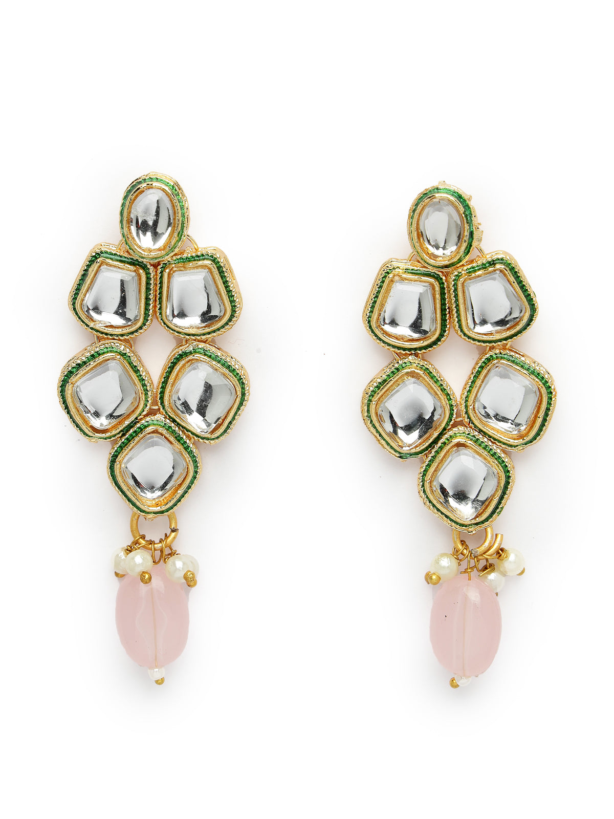 Sukkhi Pretty Pink Gold Plated Kundan Style Choker Necklace Set with Dangler Earrings & Maangtikka Jewellery Set For Women & Girls|Set of 1|NS106128