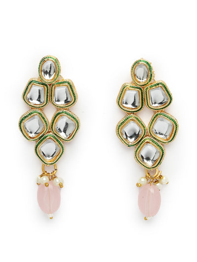 Sukkhi Pretty Pink Gold Plated Kundan Style Choker Necklace Set with Dangler Earrings & Maangtikka Jewellery Set For Women & Girls|Set of 1|NS106128