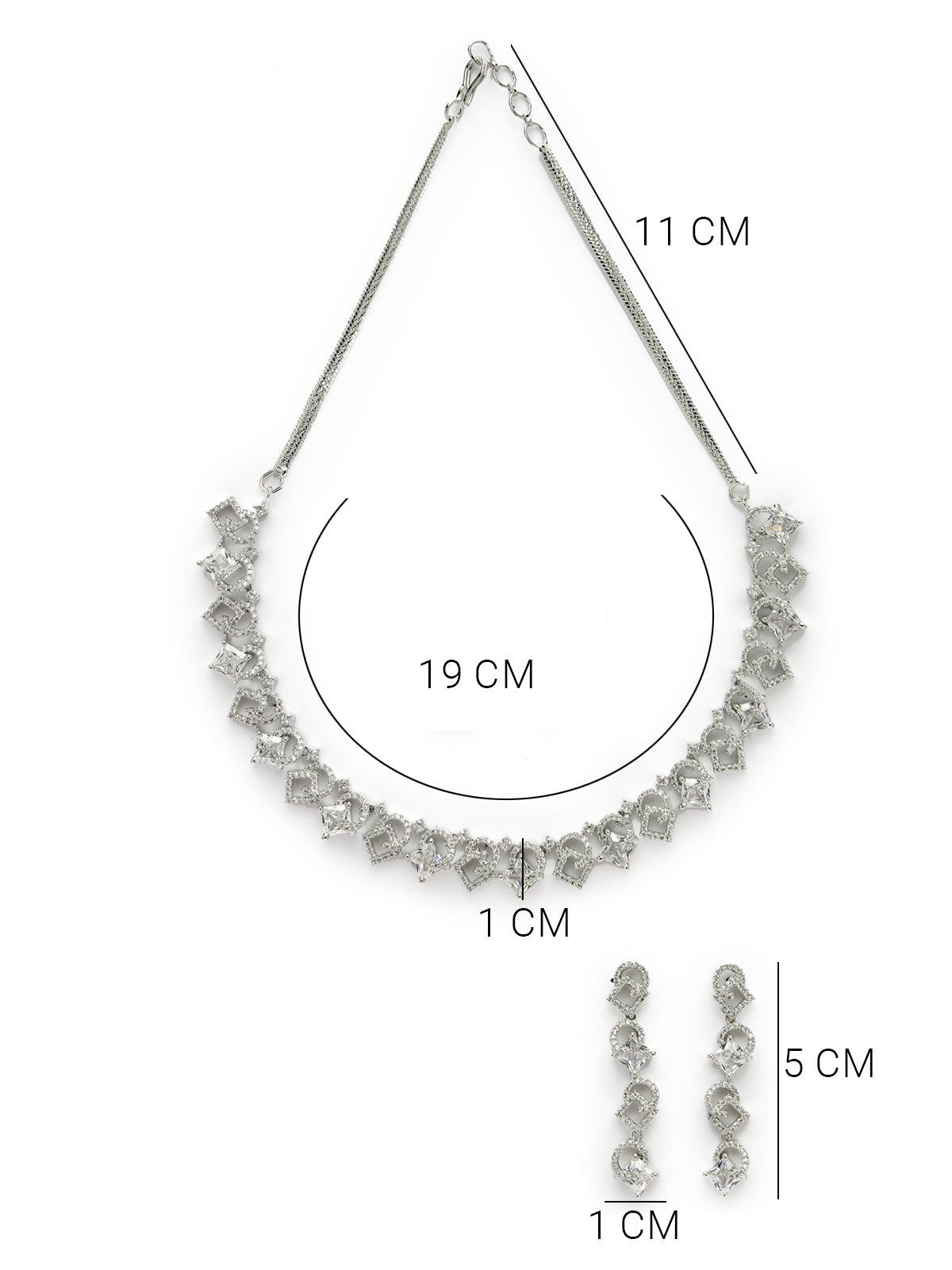 Sukkhi Charming Rhodium Plated Cubic Zirconia Stones Studded Choker Necklace Set  with Dangler Earrings Jewellery Set for Women & Girls|Set of 1|NS106838