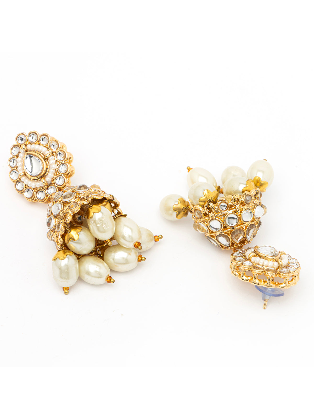 Sukkhi Traditional Kundan Studded Gold Plated White Peals Choker Necklace Set with Jhumka\Jhumki Earring & Mangtikka Jewellery for Women|NS106971