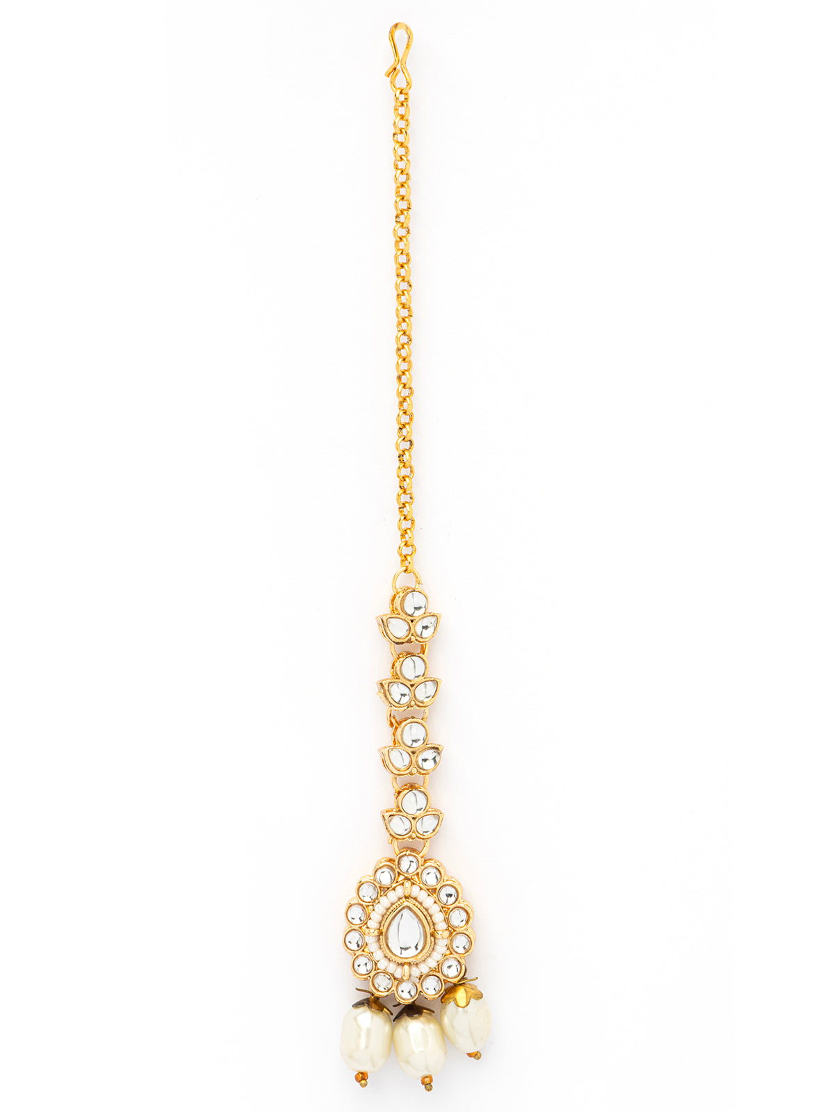 Sukkhi Traditional Kundan Studded Gold Plated White Peals Choker Necklace Set with Jhumka\Jhumki Earring & Mangtikka Jewellery for Women|NS106971