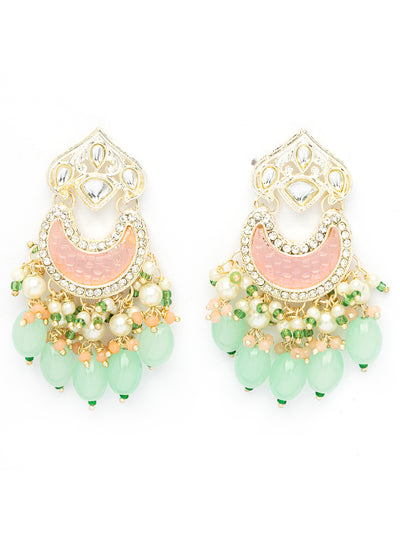 Sukkhi Stylish Multicolor Stone & Multistand Beaded Gold Plated Kundan Choker Necklace Set with Chandbali Earring Jewellery for Women|NS106972