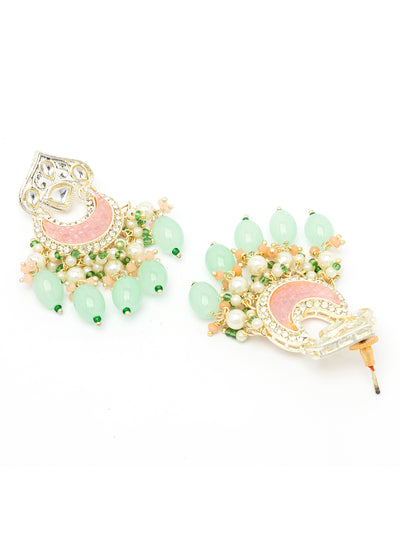 Sukkhi Stylish Multicolor Stone & Multistand Beaded Gold Plated Kundan Choker Necklace Set with Chandbali Earring Jewellery for Women|NS106972