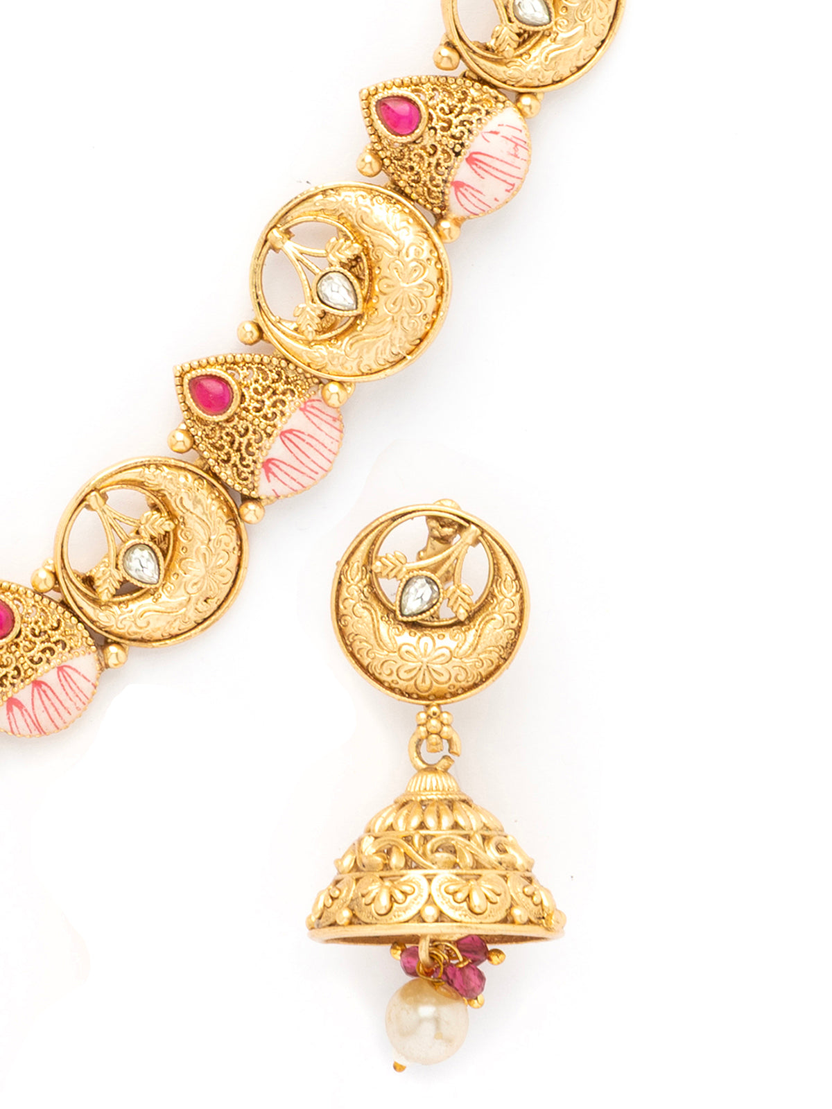 Sukkhi Creative Meenakari Work Gold Plated Choker Necklace Set With Jhimka/Jhumki Earring Jewellery For Women|NS106975