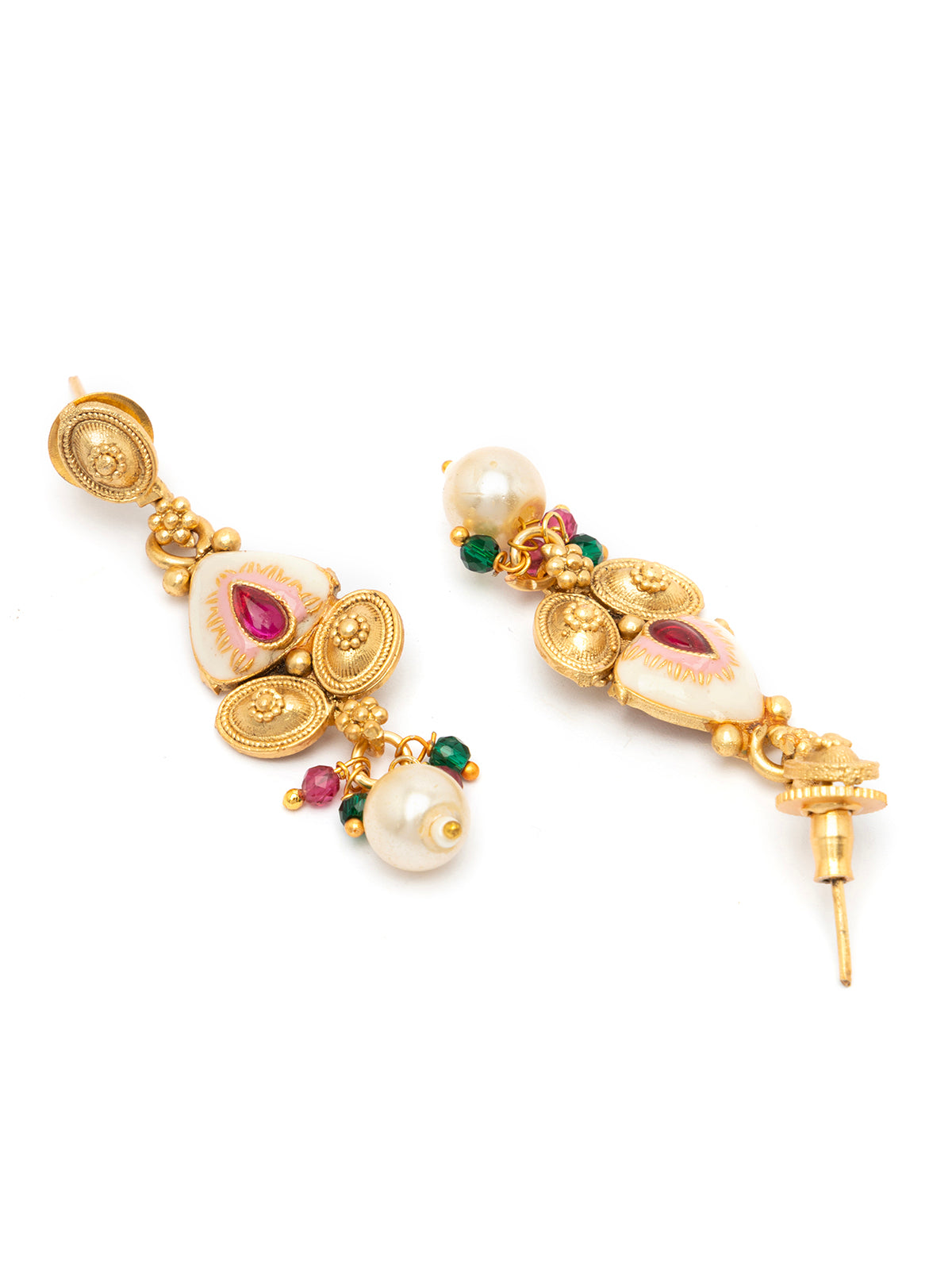 Sukkhi Classic-Inspired Kundan Studded with Meenark Work Gold Plated Choker Necklace With Dangle Earring Jewellery For Women|NS106977