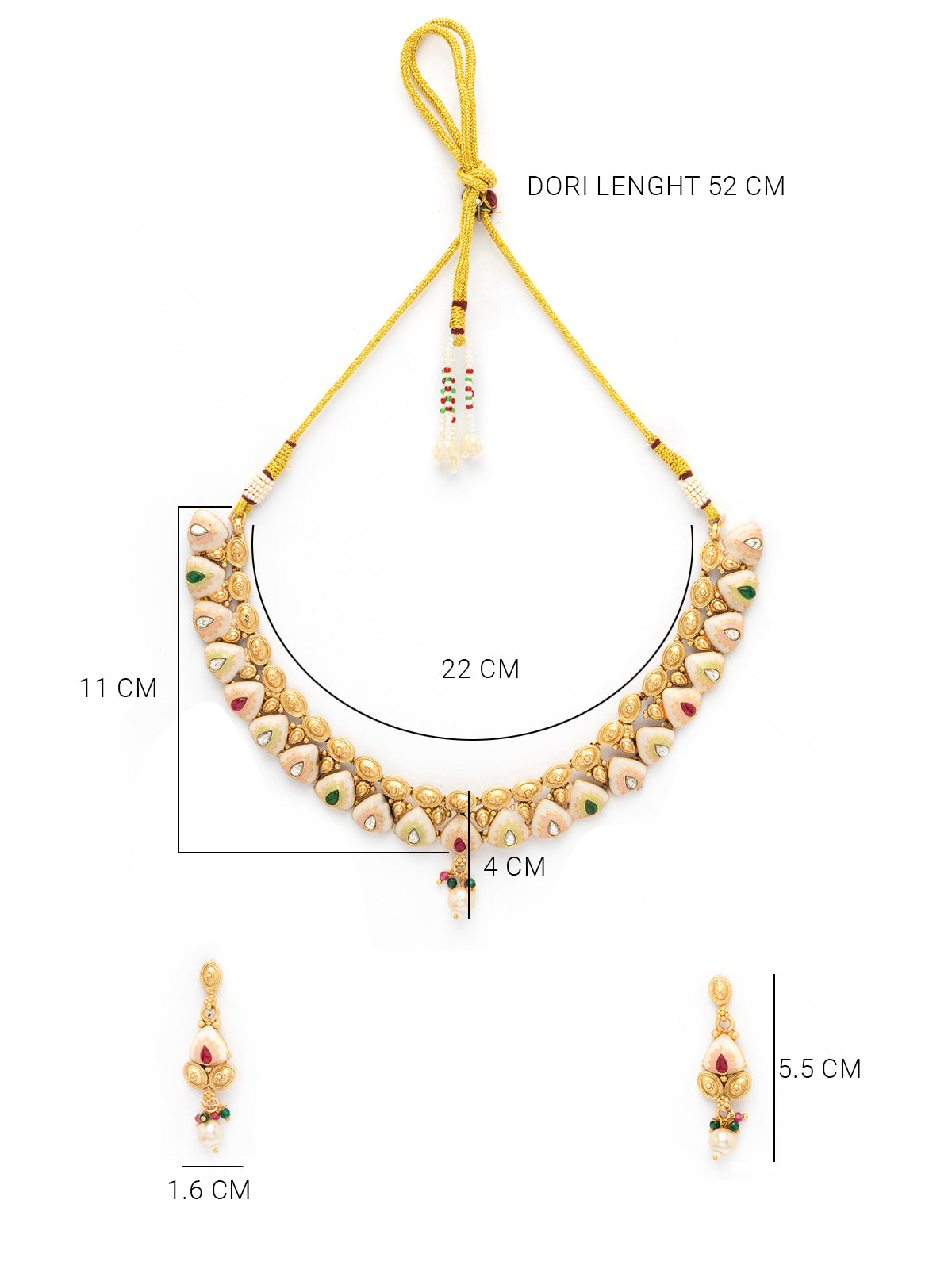 Sukkhi Classic-Inspired Kundan Studded with Meenark Work Gold Plated Choker Necklace With Dangle Earring Jewellery For Women|NS106977